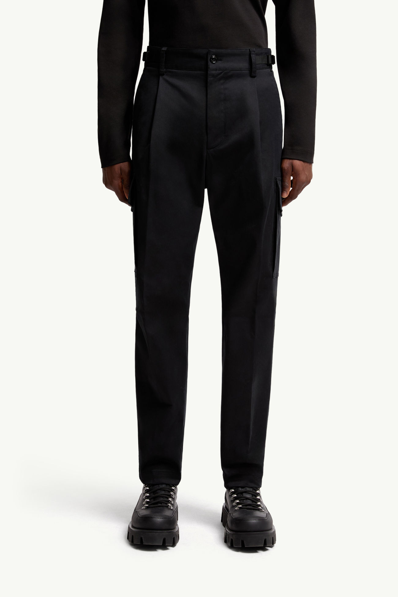 Pantalones tipo cargo de gabardina de algodón Hombre Negro Moncler 3