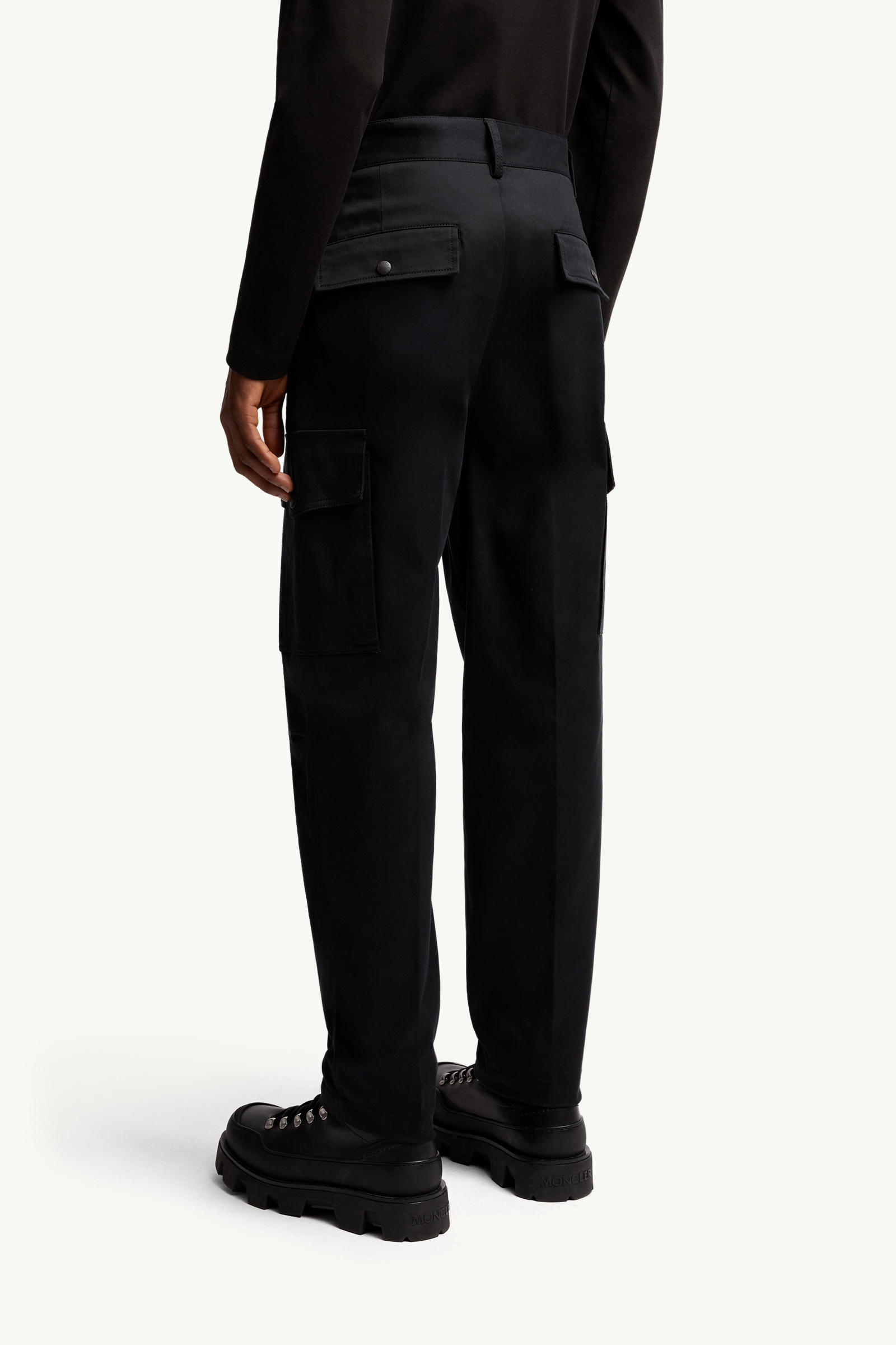 Cotton Gabardine Cargo Trousers Men Black Moncler 4
