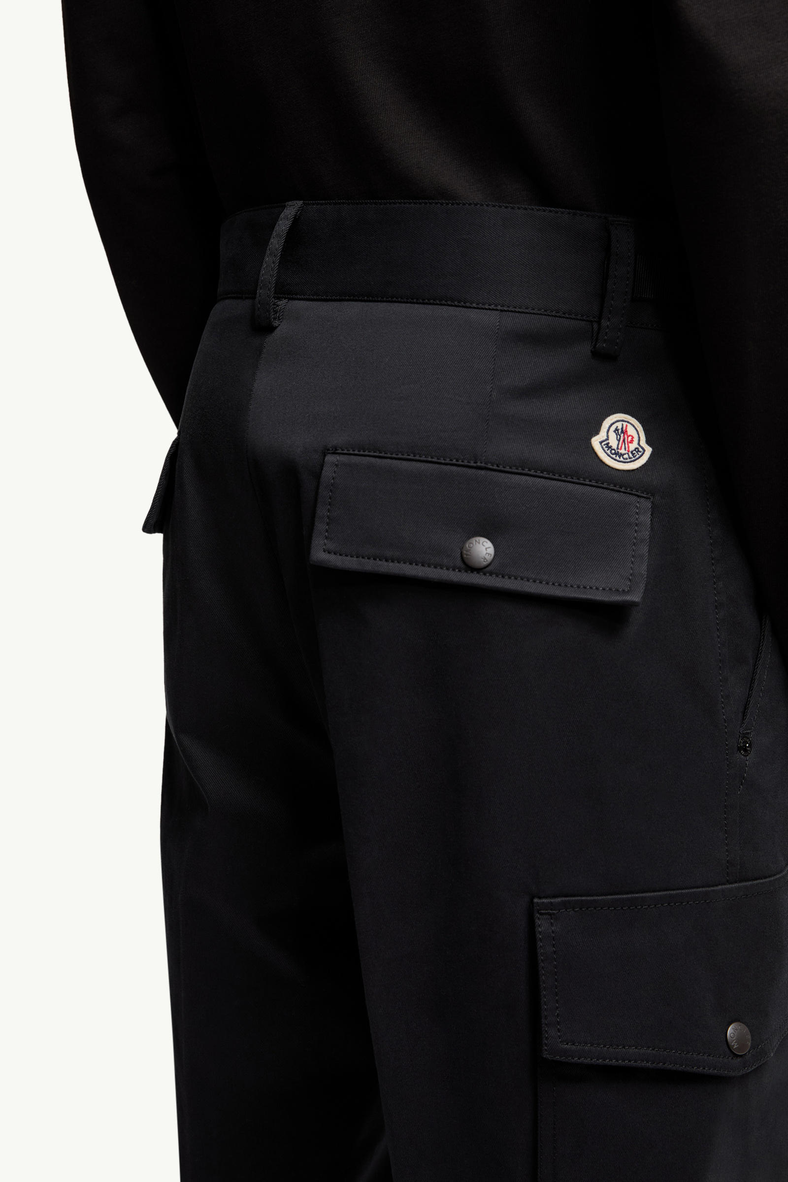Cotton Gabardine Cargo Trousers Men Black Moncler 5