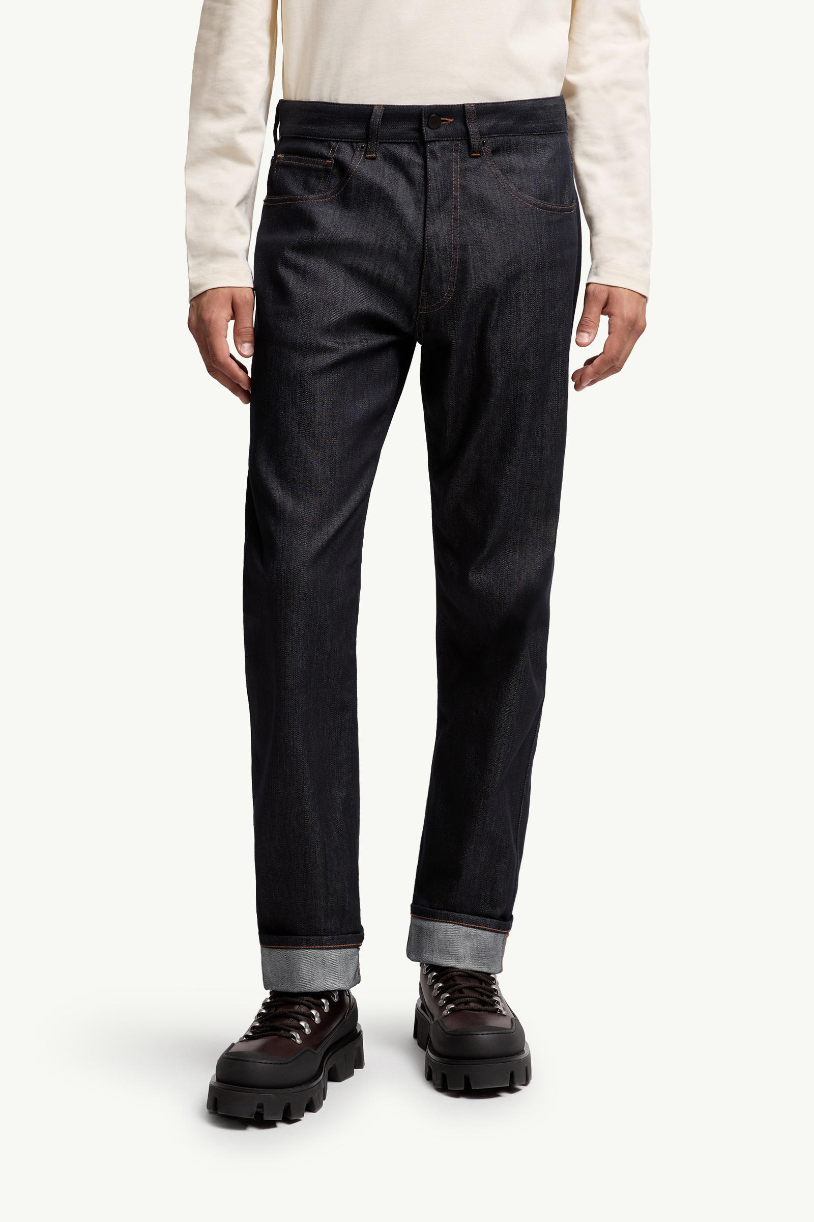 Straight Leg Denim Jeans Men Denim Blue Moncler 3