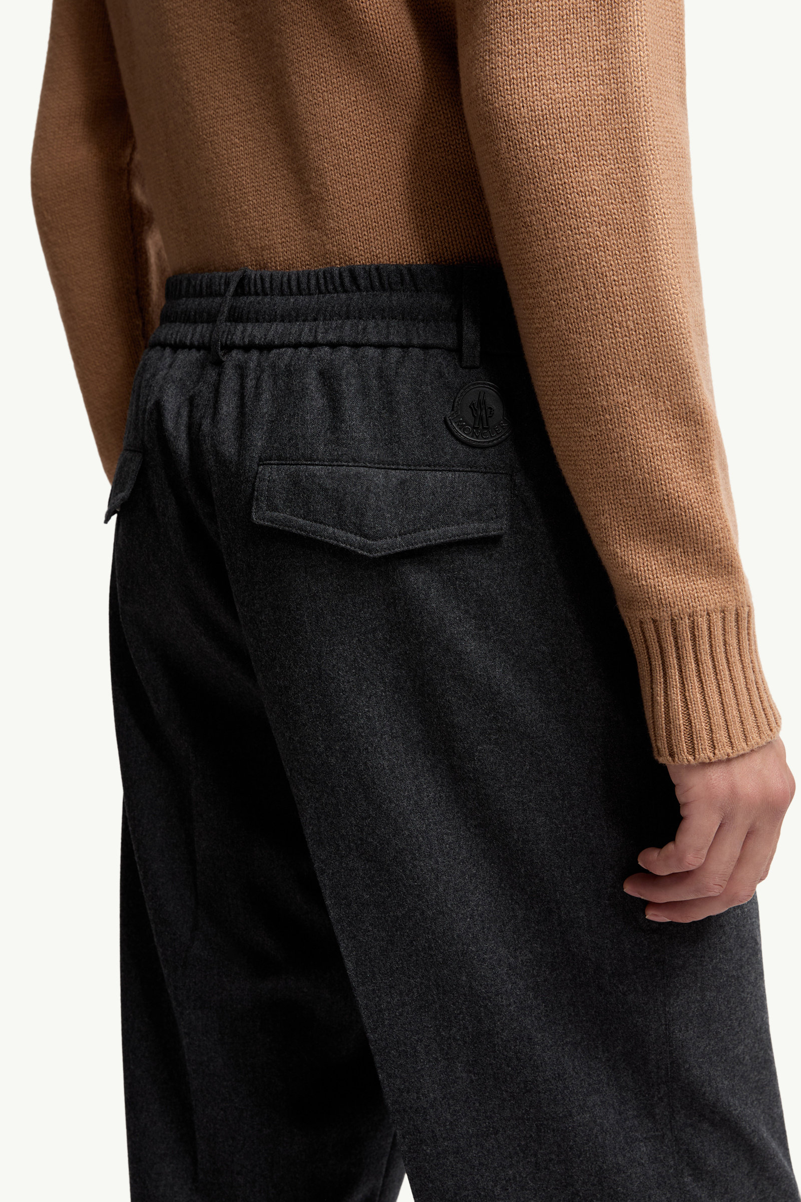 Wool Flannel Tailored Trousers Men Gray Moncler 5