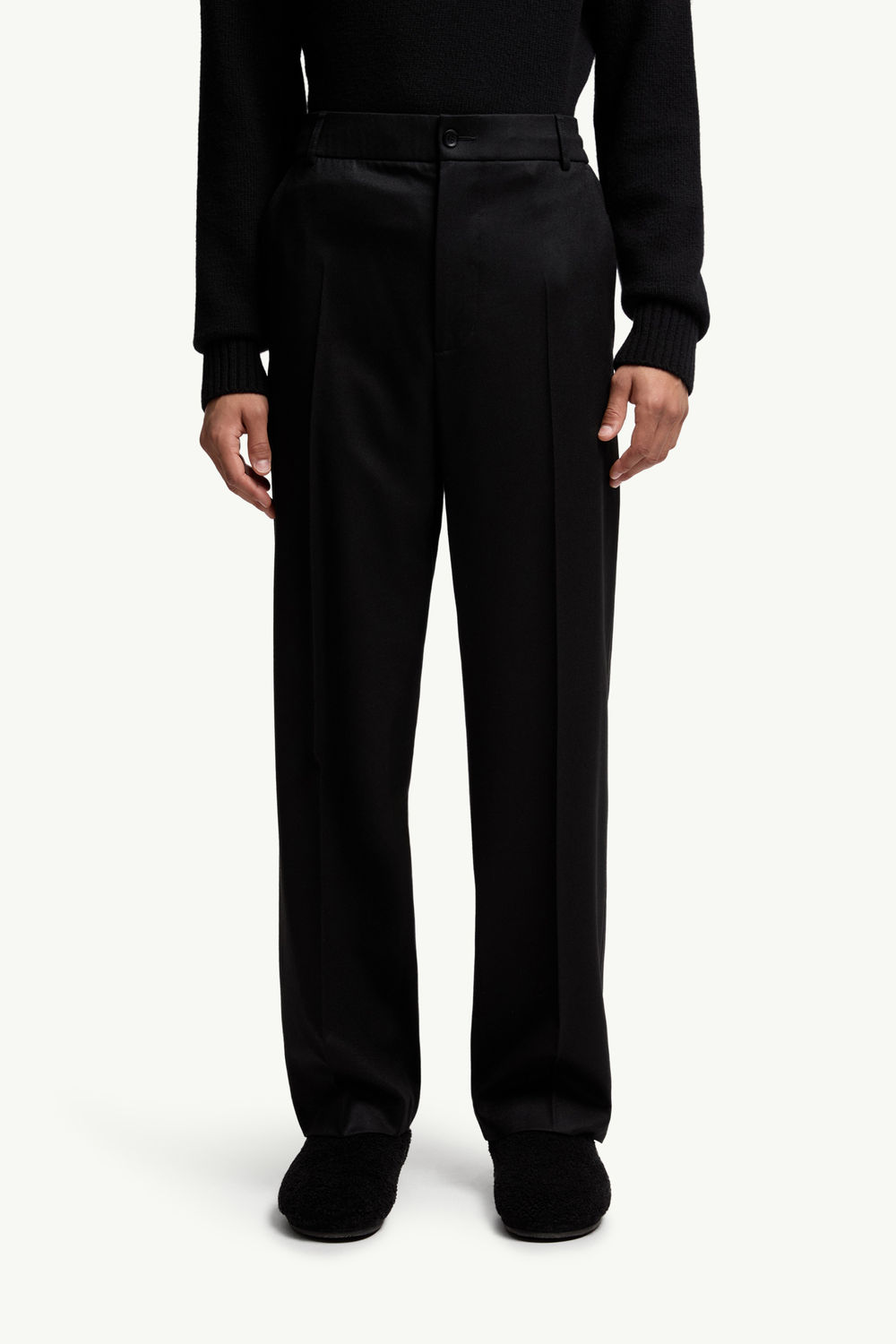 Wool Flannel Tailored Trousers Men Black Moncler 3