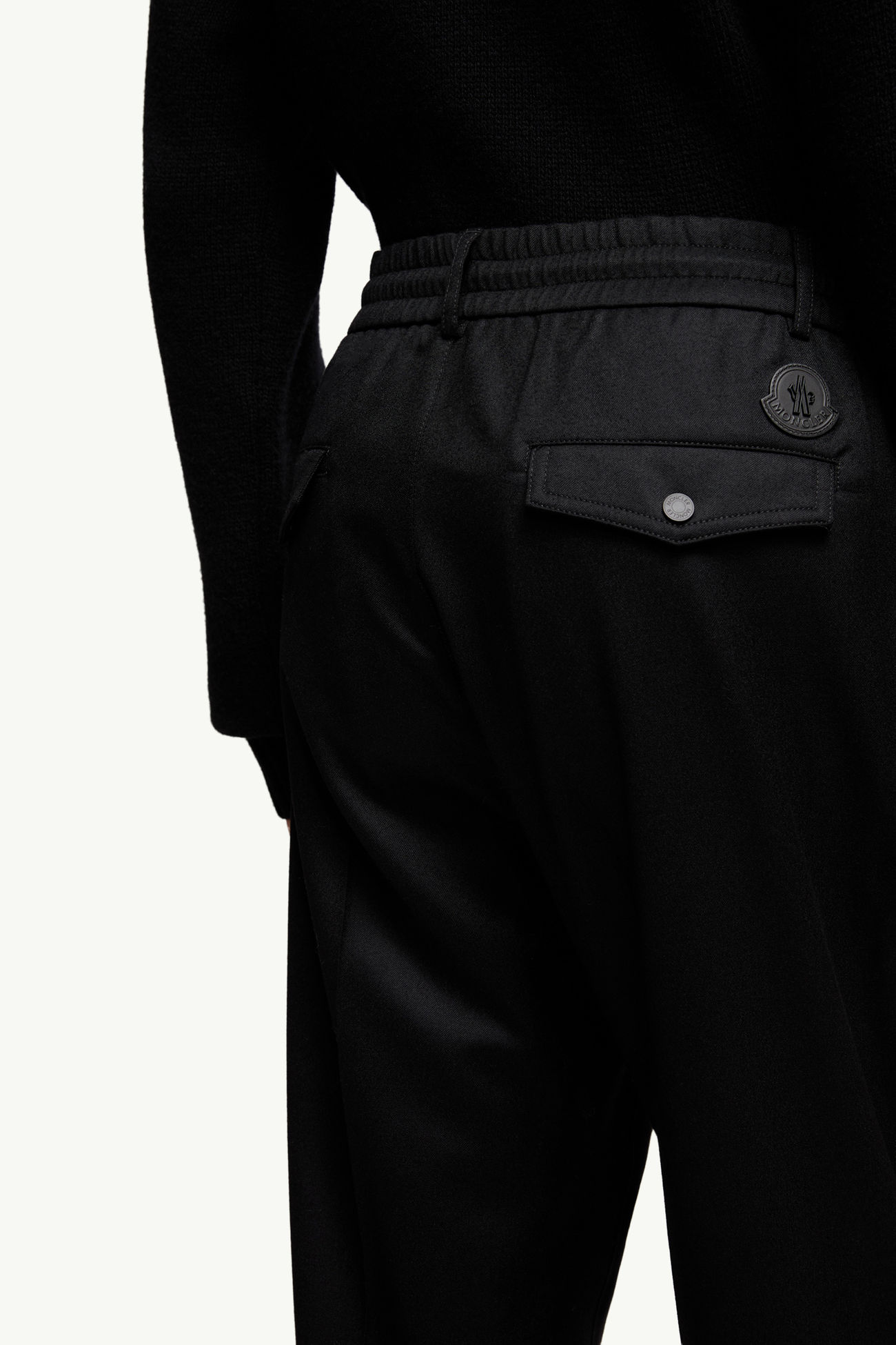 Pantalones de sastrería de franela de lana Hombre Negro Moncler 6