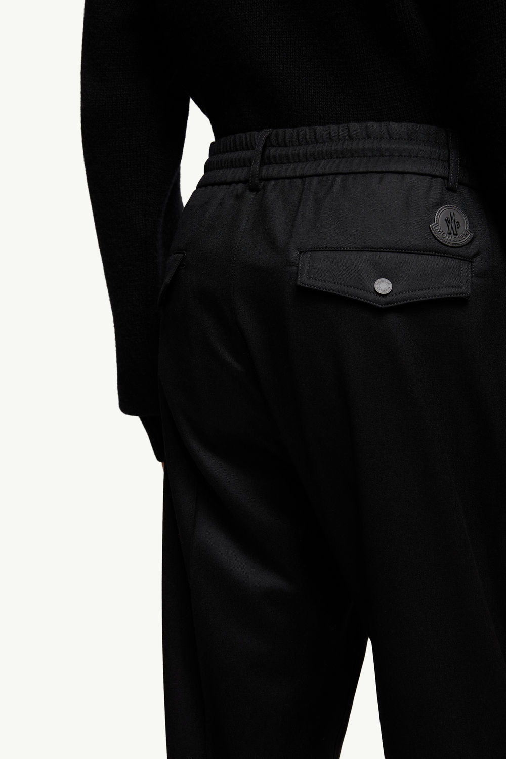 Wool Flannel Tailored Trousers Men Black Moncler 6