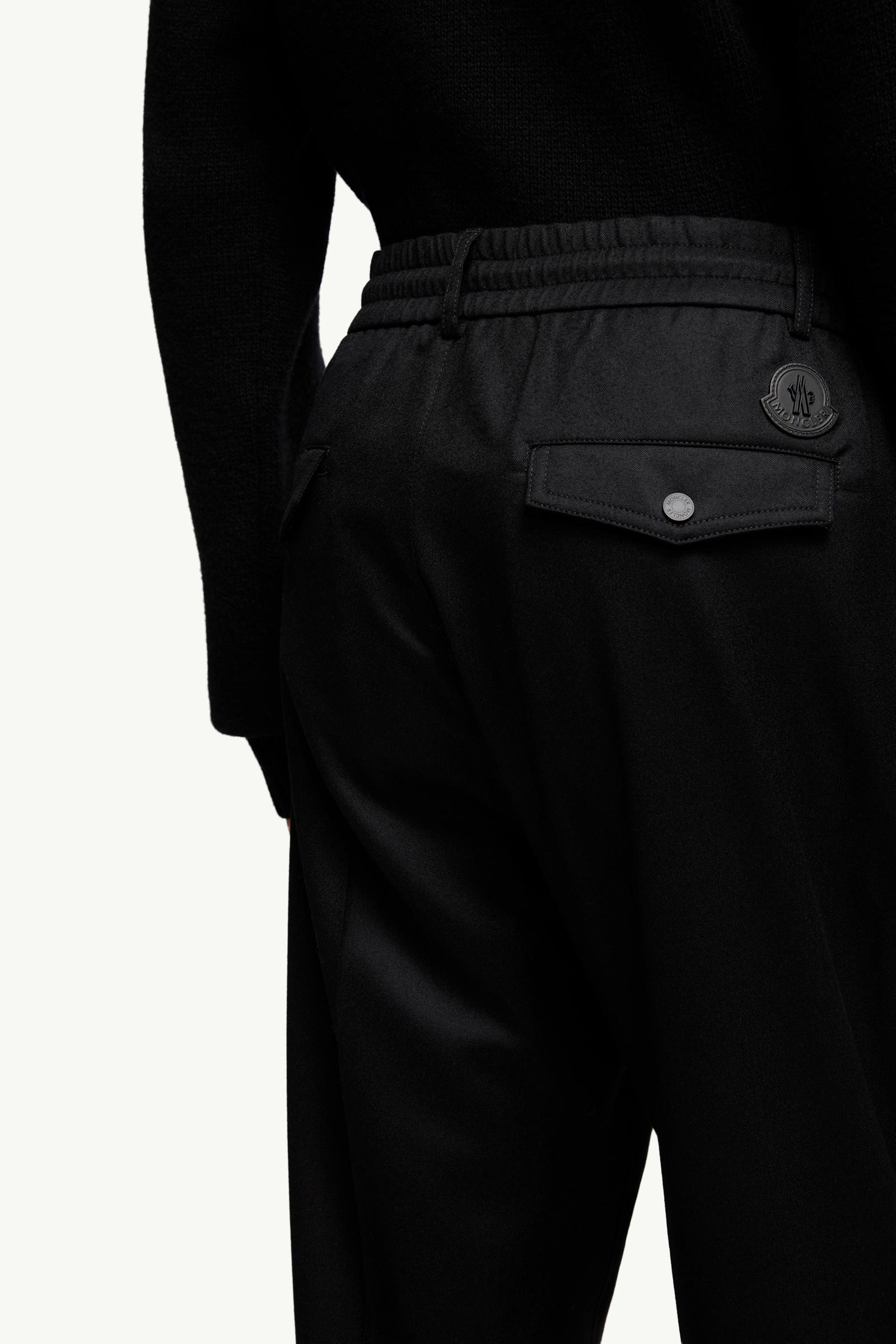 Wool Flannel Tailored Trousers Men Black Moncler 6