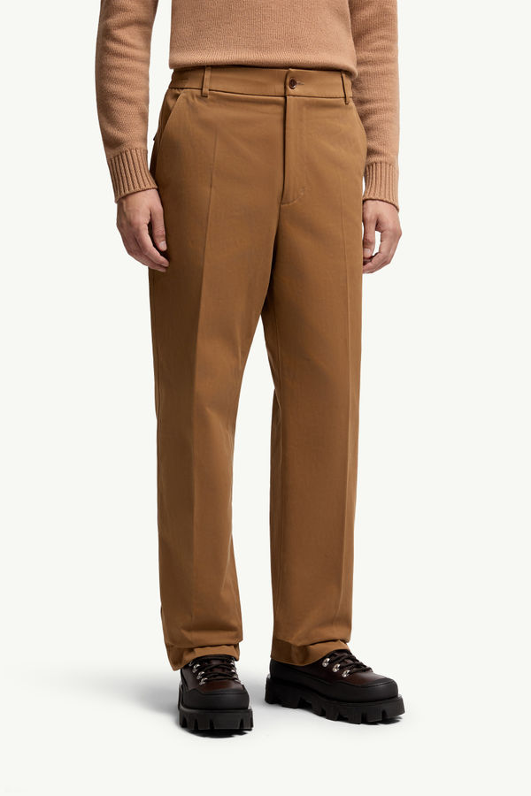 Cotton Tailored Pants Men Light Brown Moncler 3