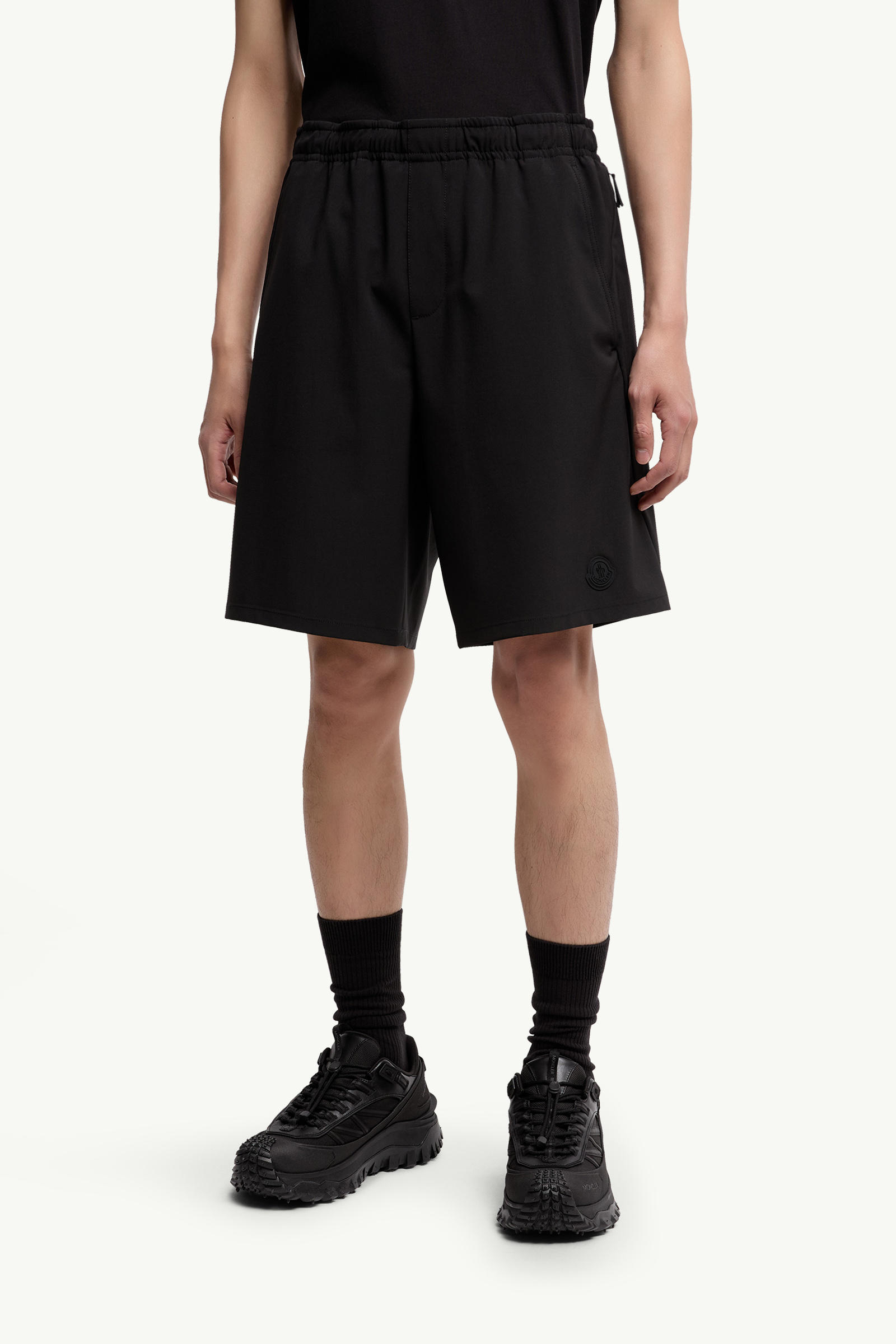 Logo Patch Shorts Men Black Moncler 3