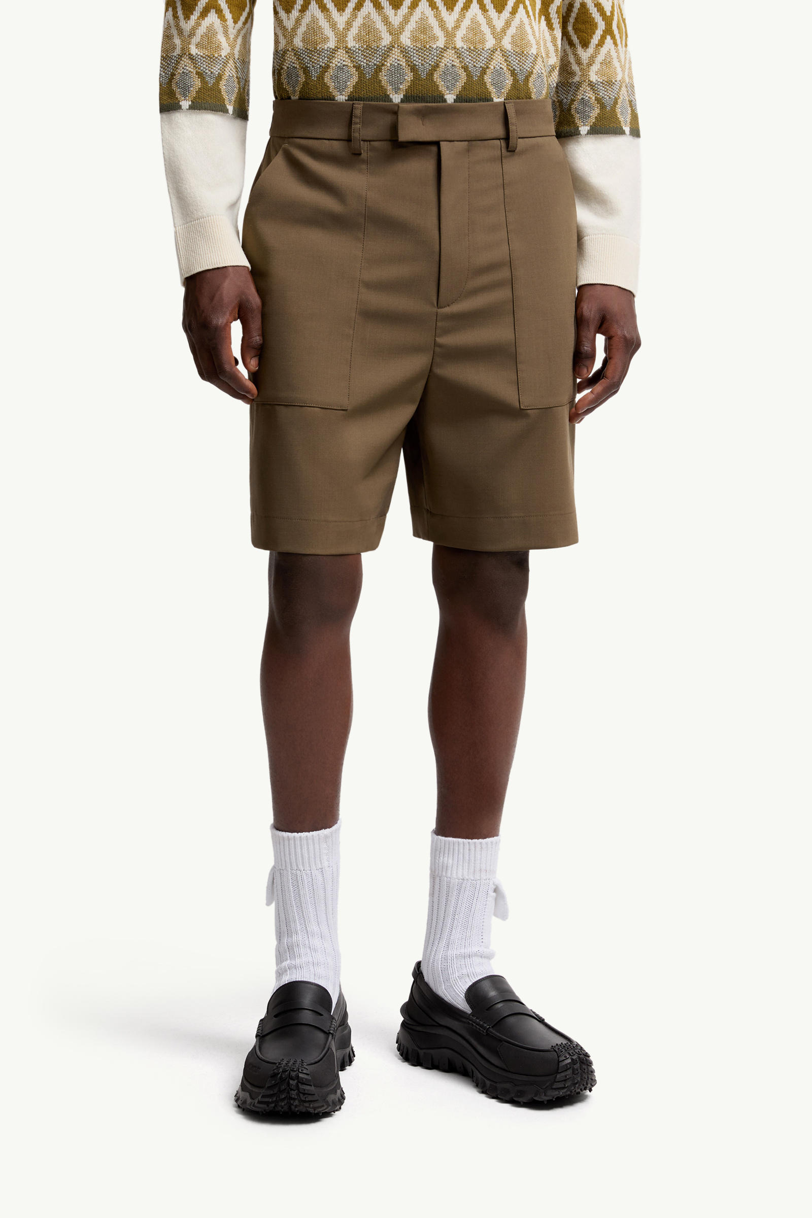 Tailored Bermuda Shorts Men Olive Green Moncler 3