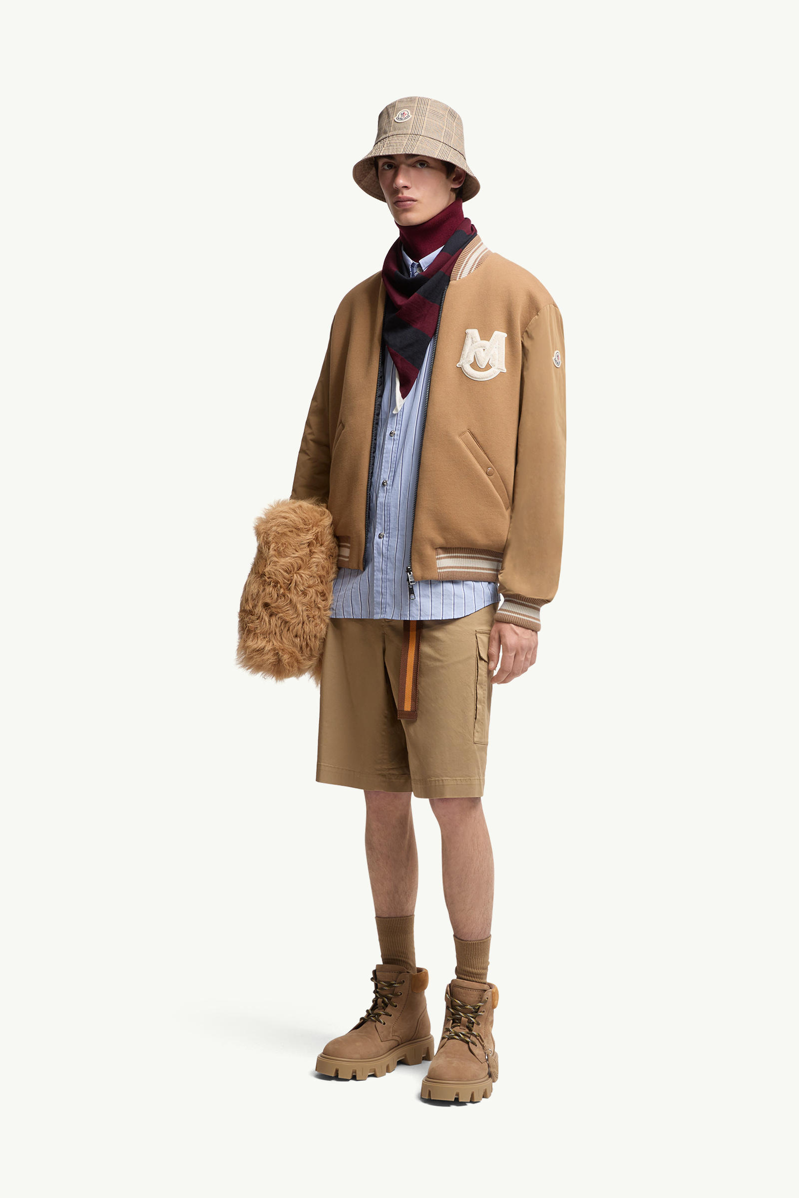 Shorts cargo in gabardine di cotone Uomo Beige Moncler 0