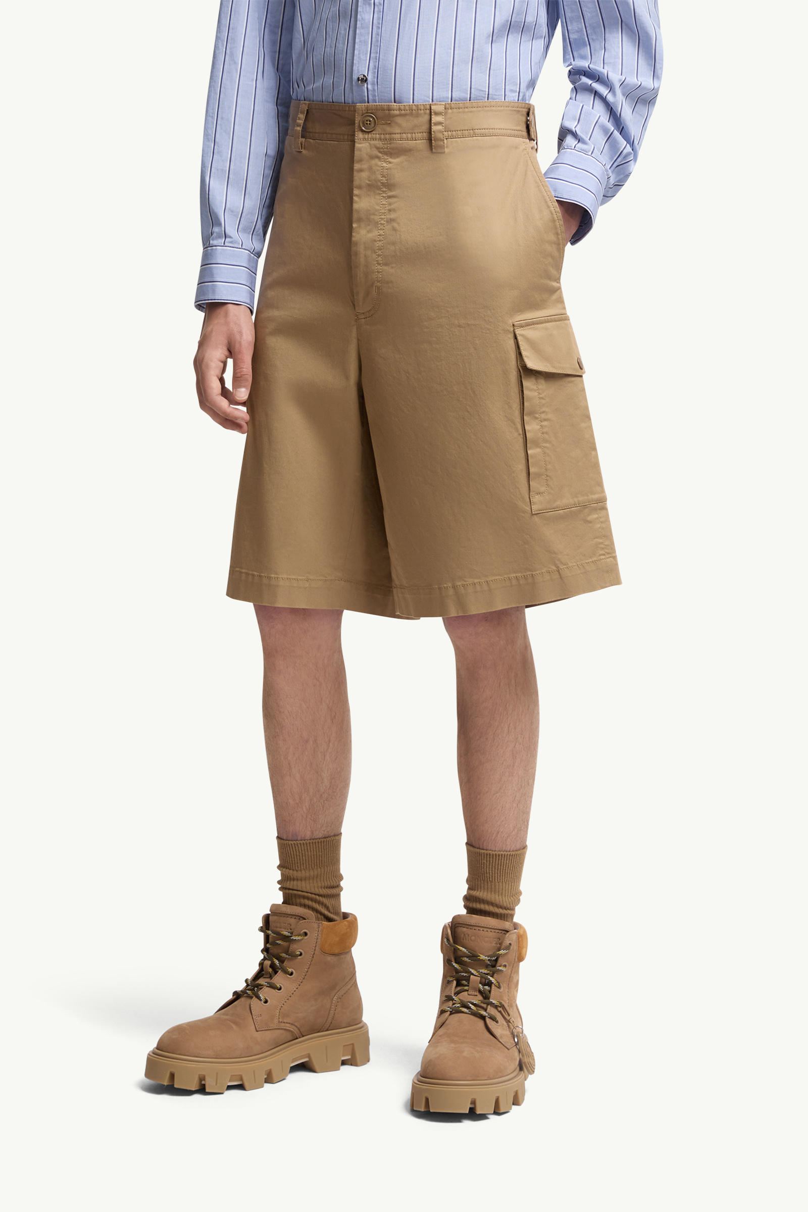 Cotton Gabardine Cargo Shorts Men Beige Moncler 3