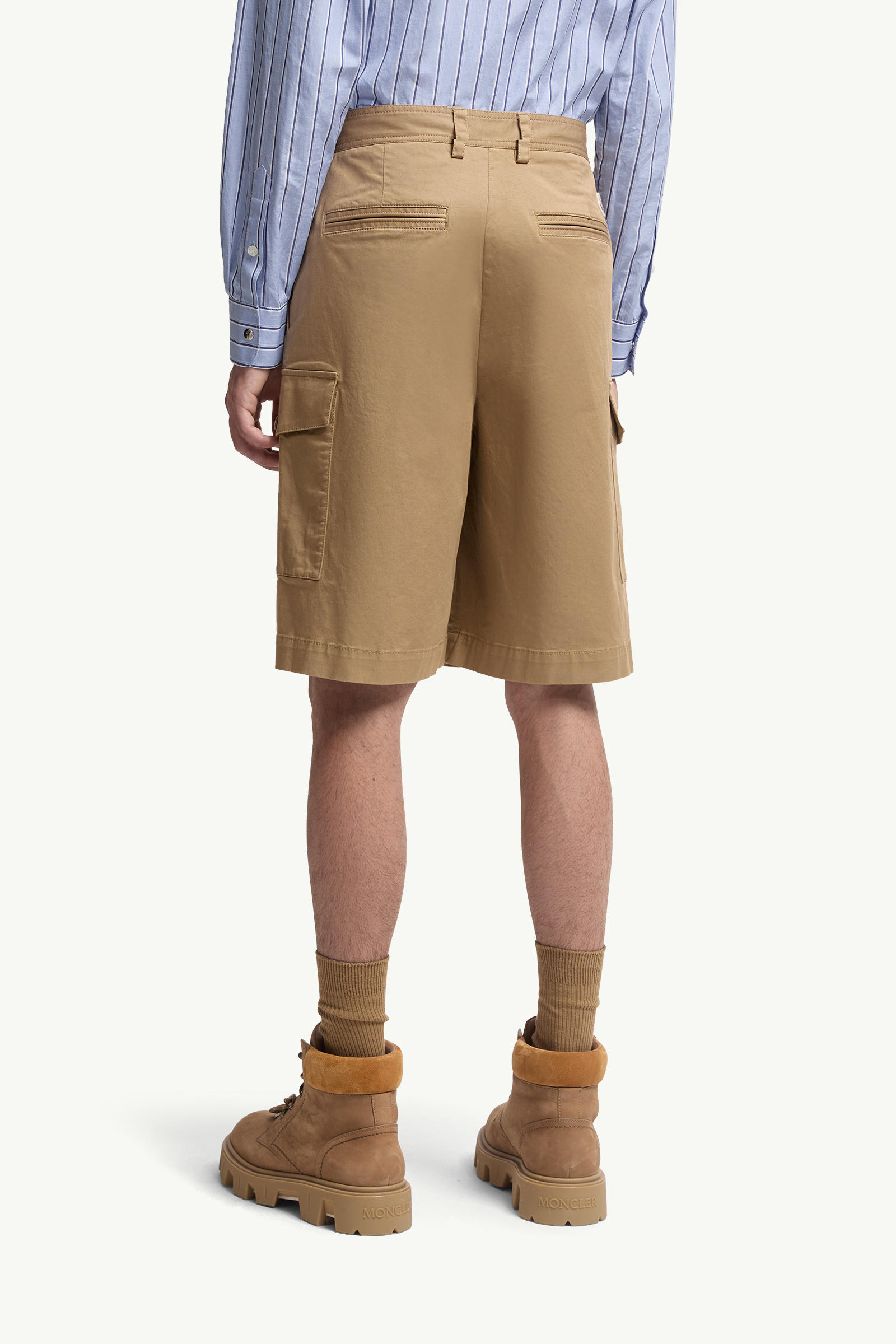 Cotton Gabardine Cargo Shorts Men Beige Moncler 4