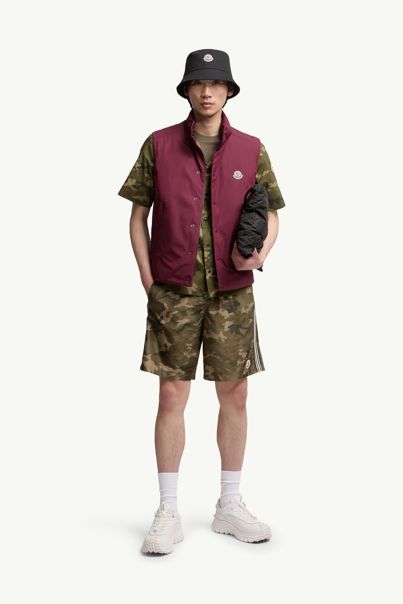 Shorts da bagno con stampa Uomo Verde & Marrone Moncler 0