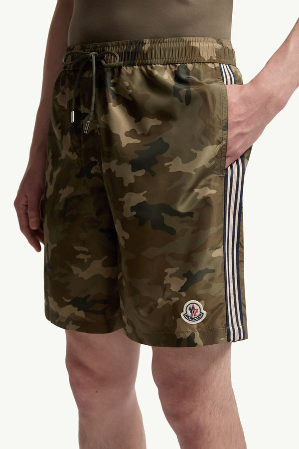 Bedruckte Badeshorts Herren Grün & Braun Moncler 1