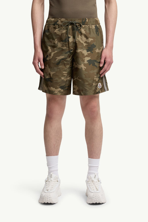 Bedruckte Badeshorts Herren Grün & Braun Moncler 3