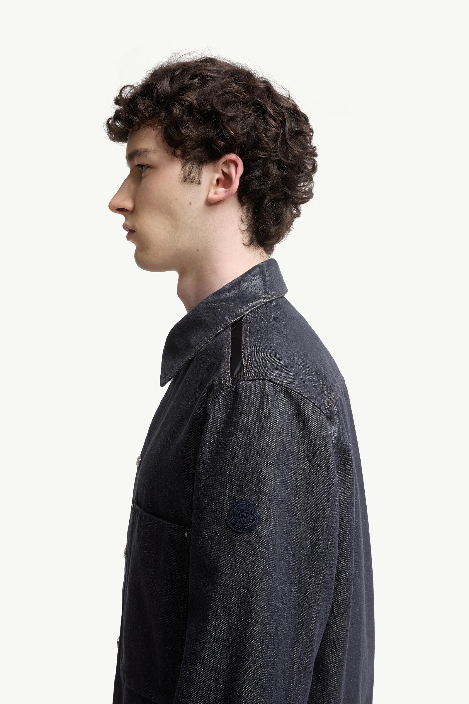 Denim Long Sleeve Shirt Men Denim Blue Moncler 1