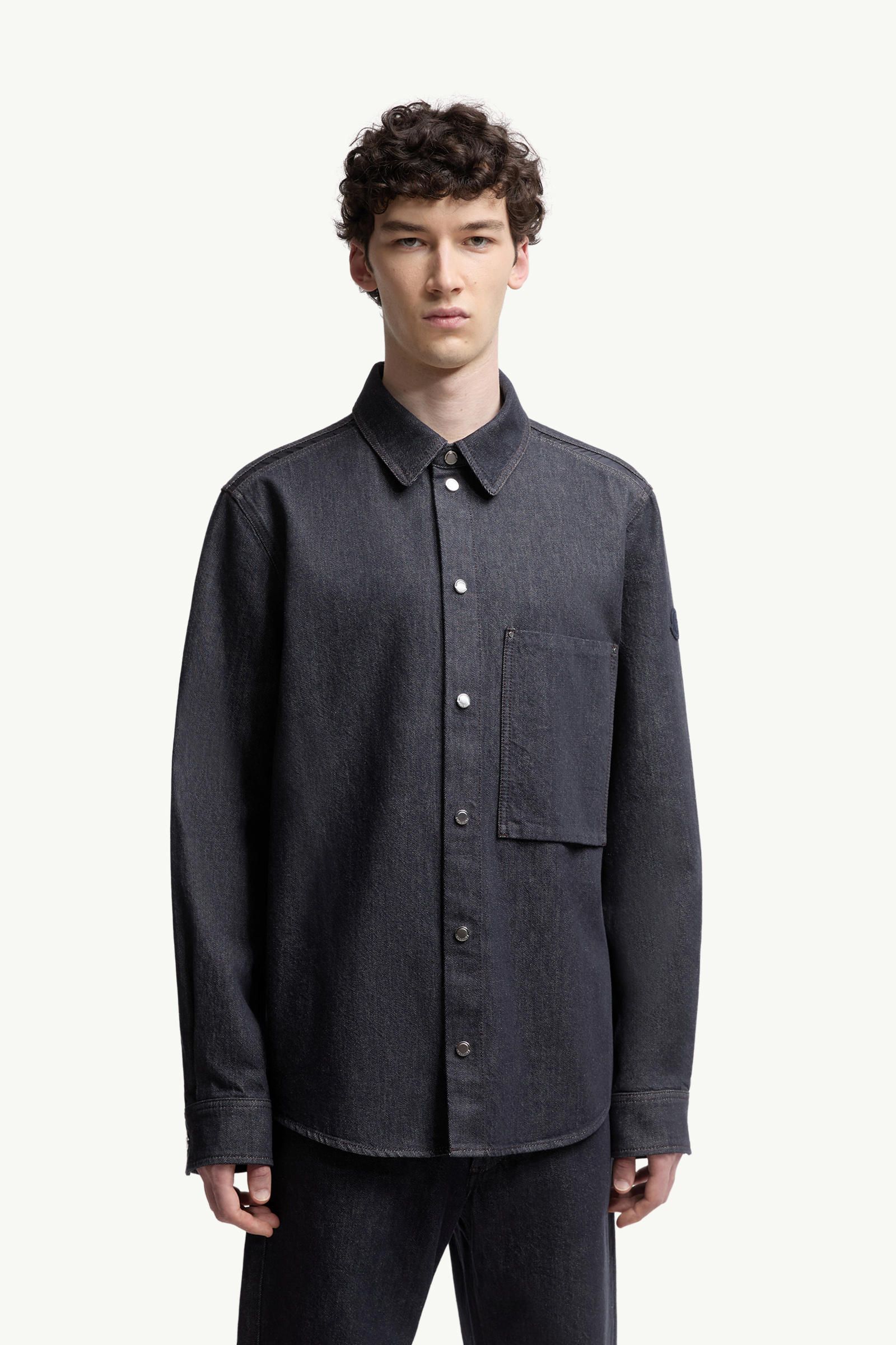 Denim Long Sleeve Shirt Men Denim Blue Moncler 3