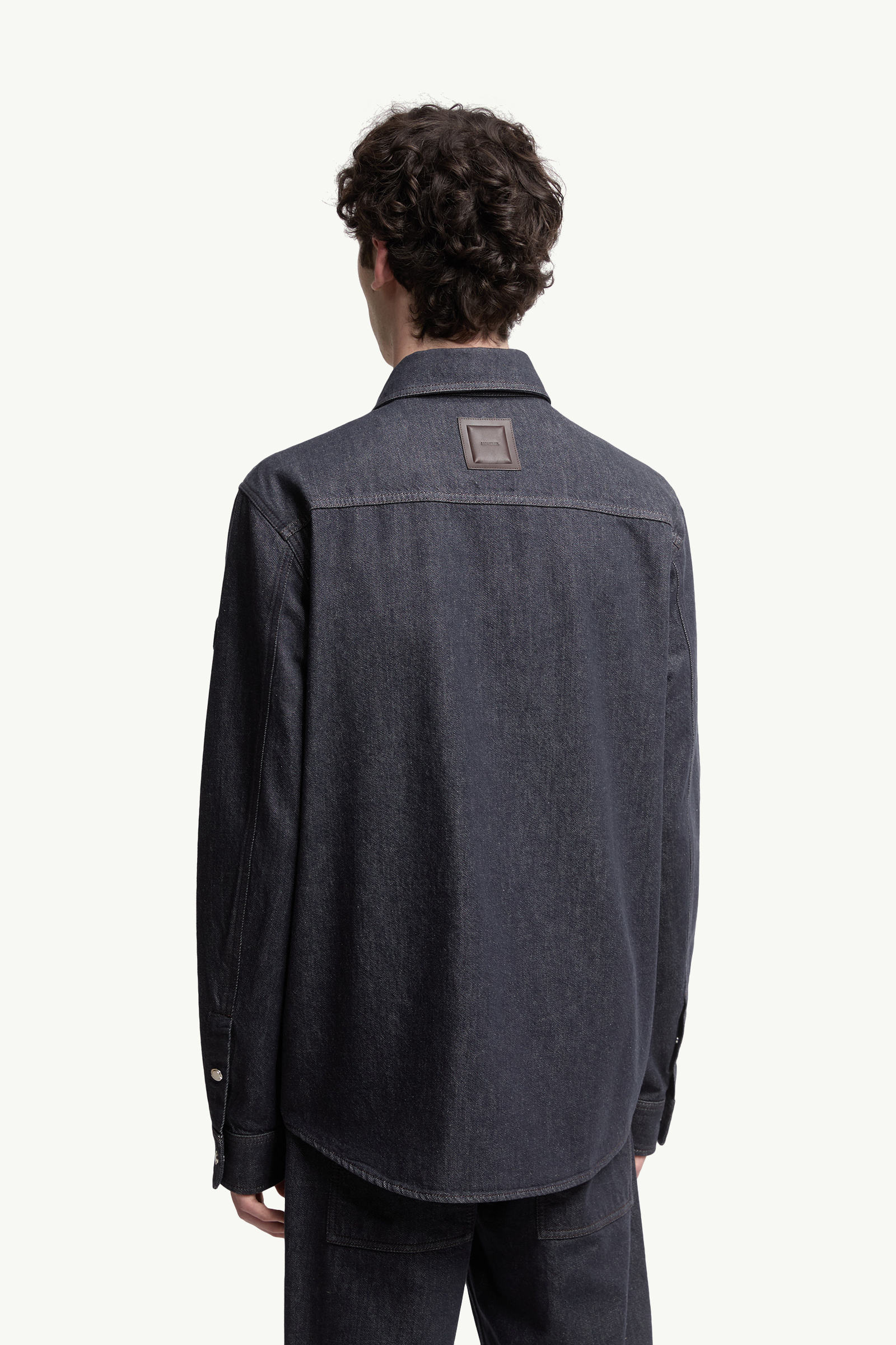 Denim Long Sleeve Shirt Men Denim Blue Moncler 4