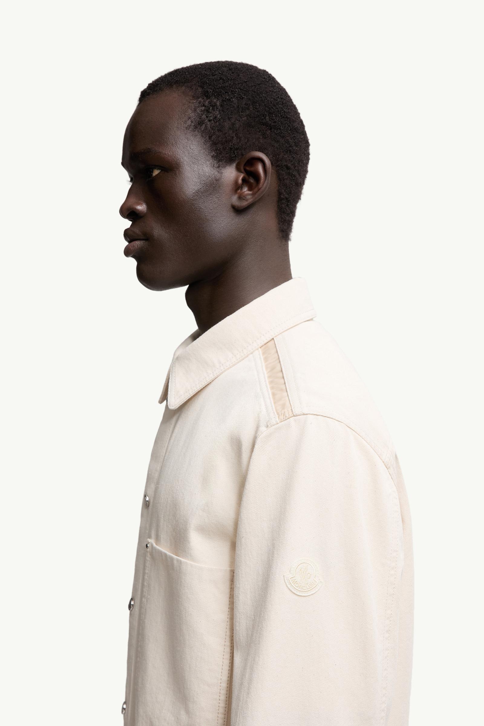 Denim Long Sleeve Shirt Men White Ivory Moncler 1