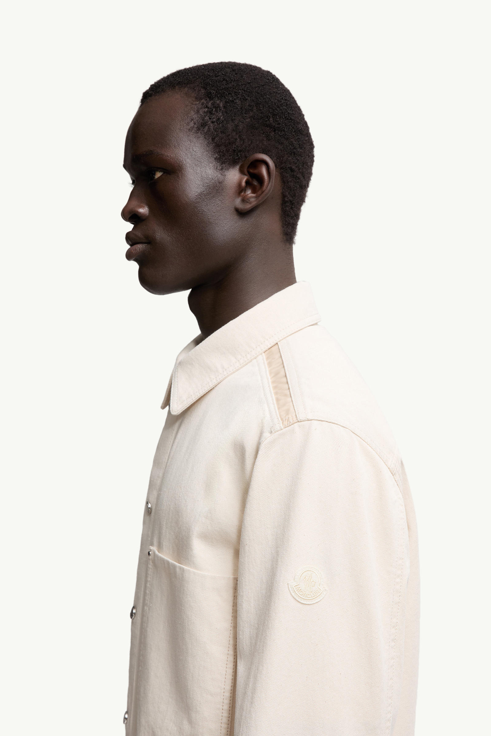 Denim Long Sleeve Shirt Men White Ivory Moncler 1