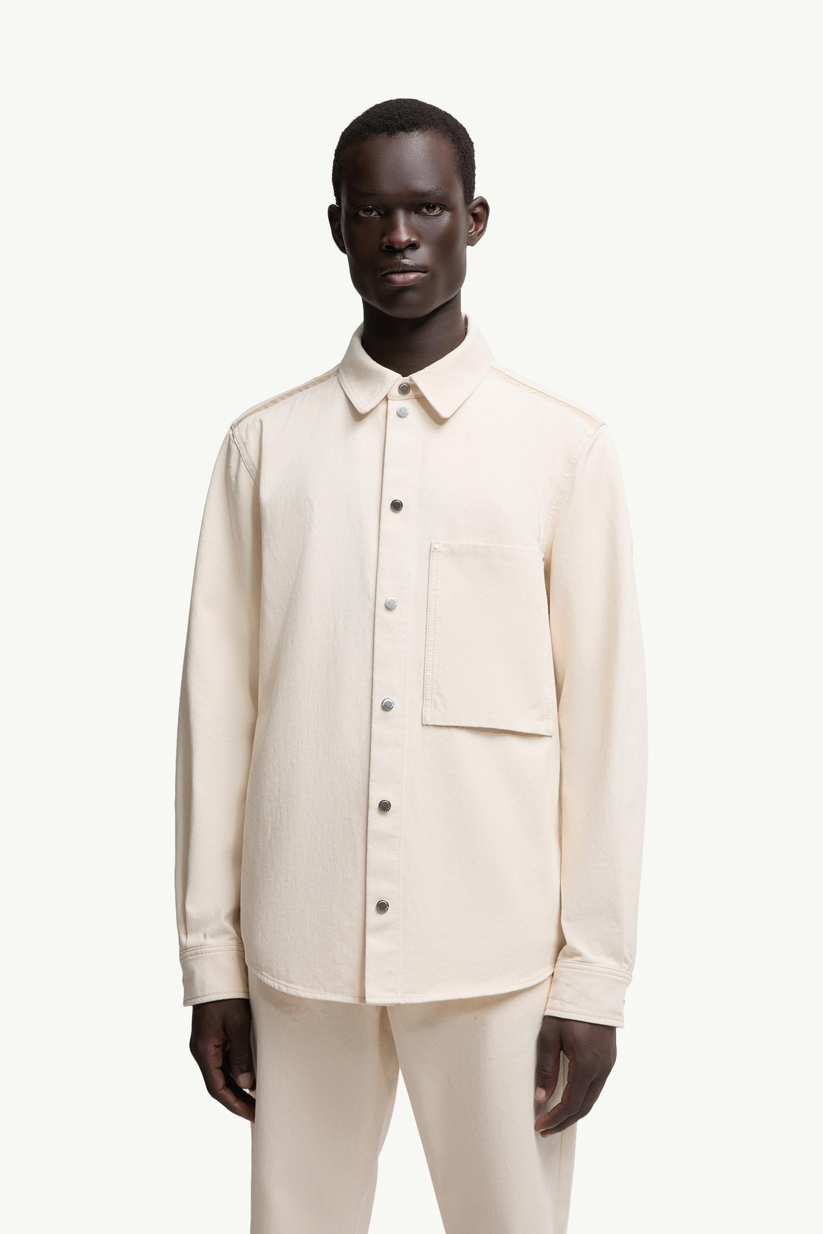 Camicia a maniche lunghe in denim Bianco Avorio Camicie Uomo