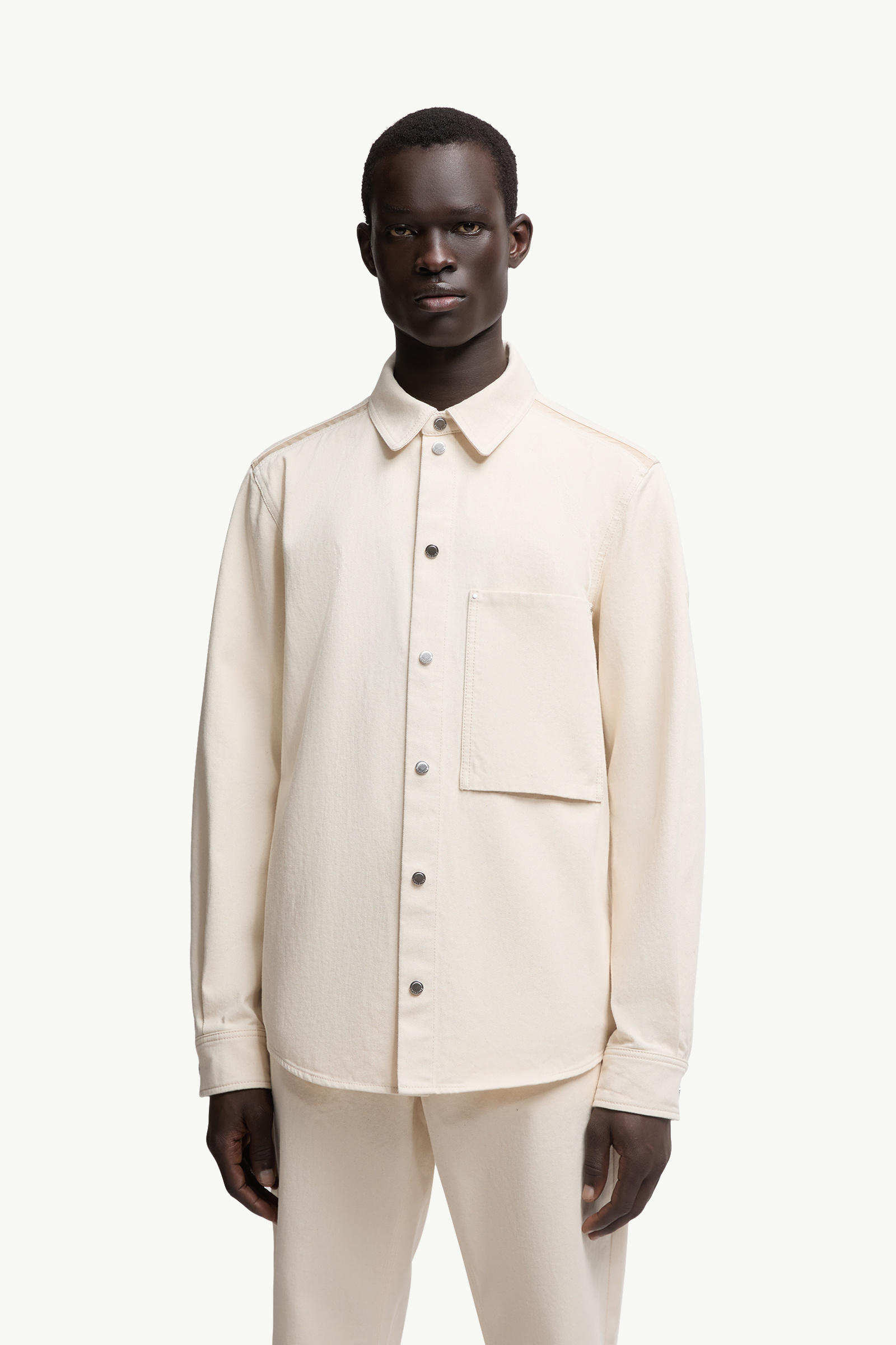 Denim Long Sleeve Shirt Men White Ivory Moncler 3