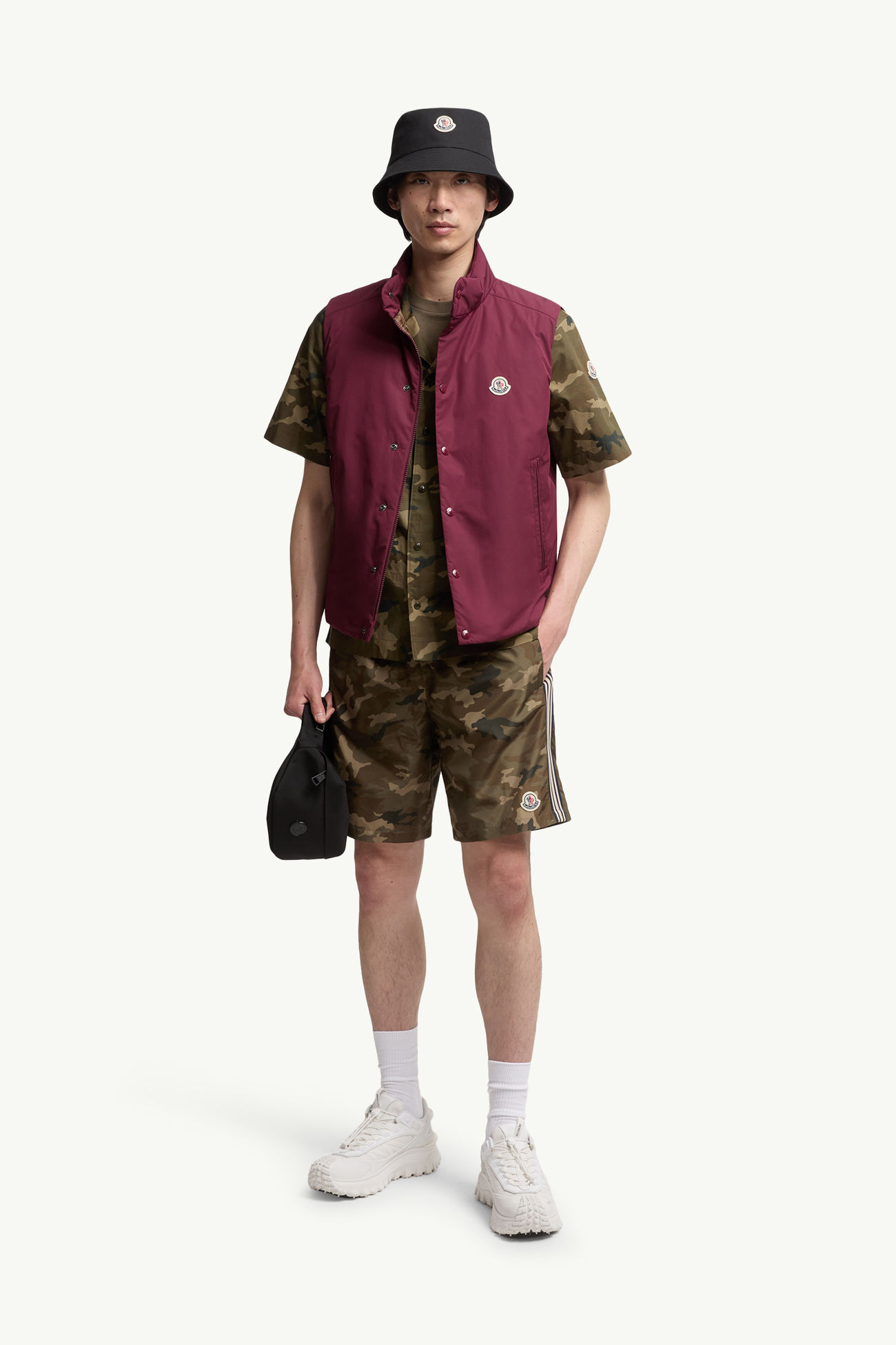 印花棉質短袖恤衫 男士 綠色和啡色 Moncler 0