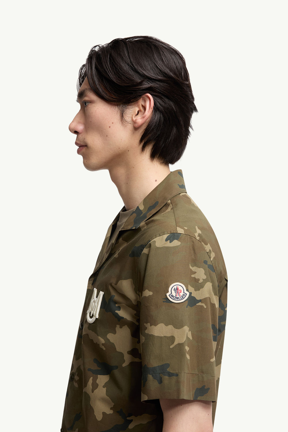Printed Cotton Short Sleeve Shirt Men Green & Brown Moncler 1