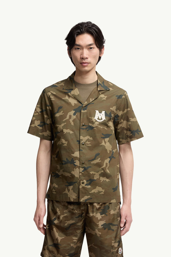 Kurzarmhemd aus Baumwolle mit Print Herren Grün & Braun Moncler 3