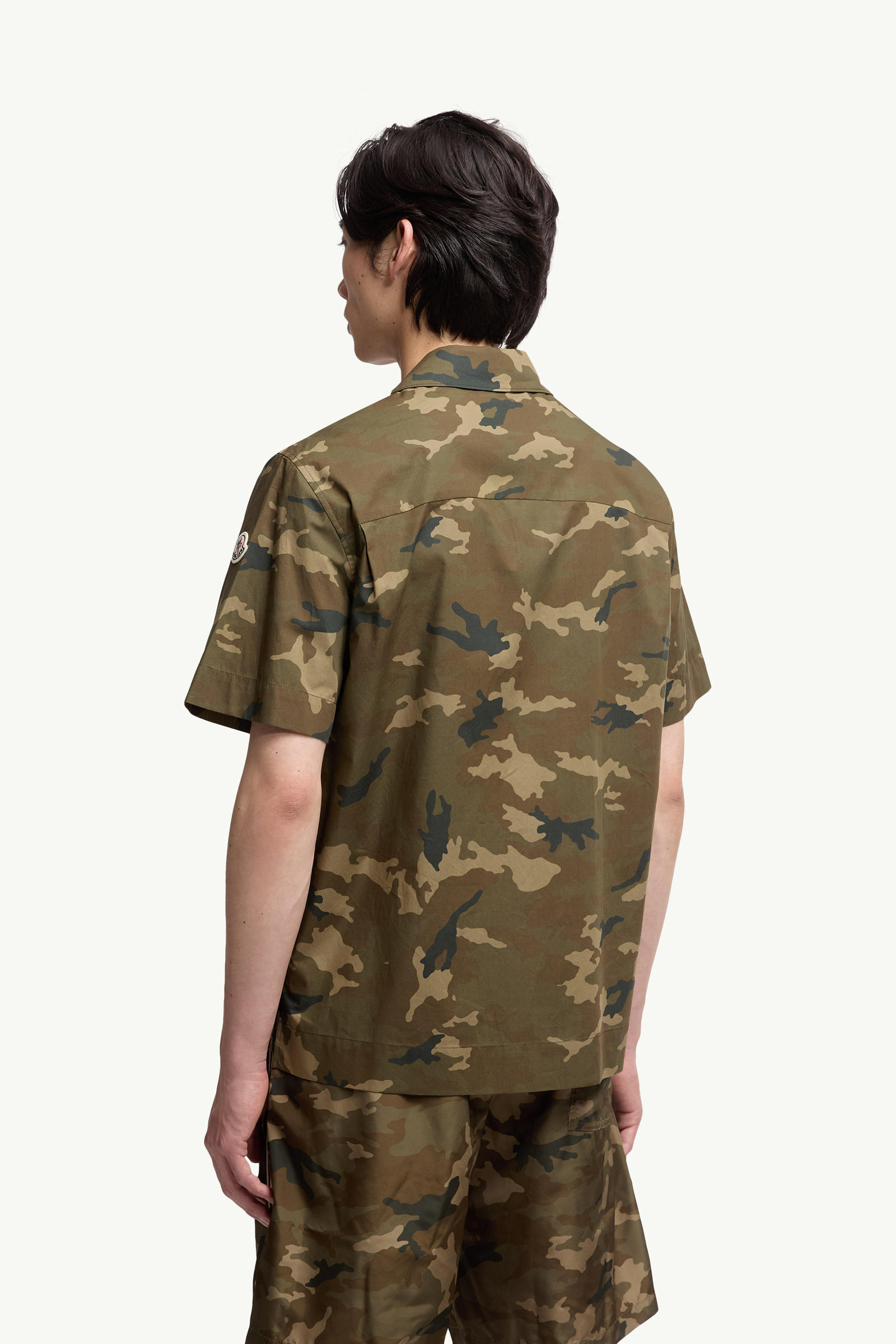 Printed Cotton Short Sleeve Shirt Men Green & Brown Moncler 4