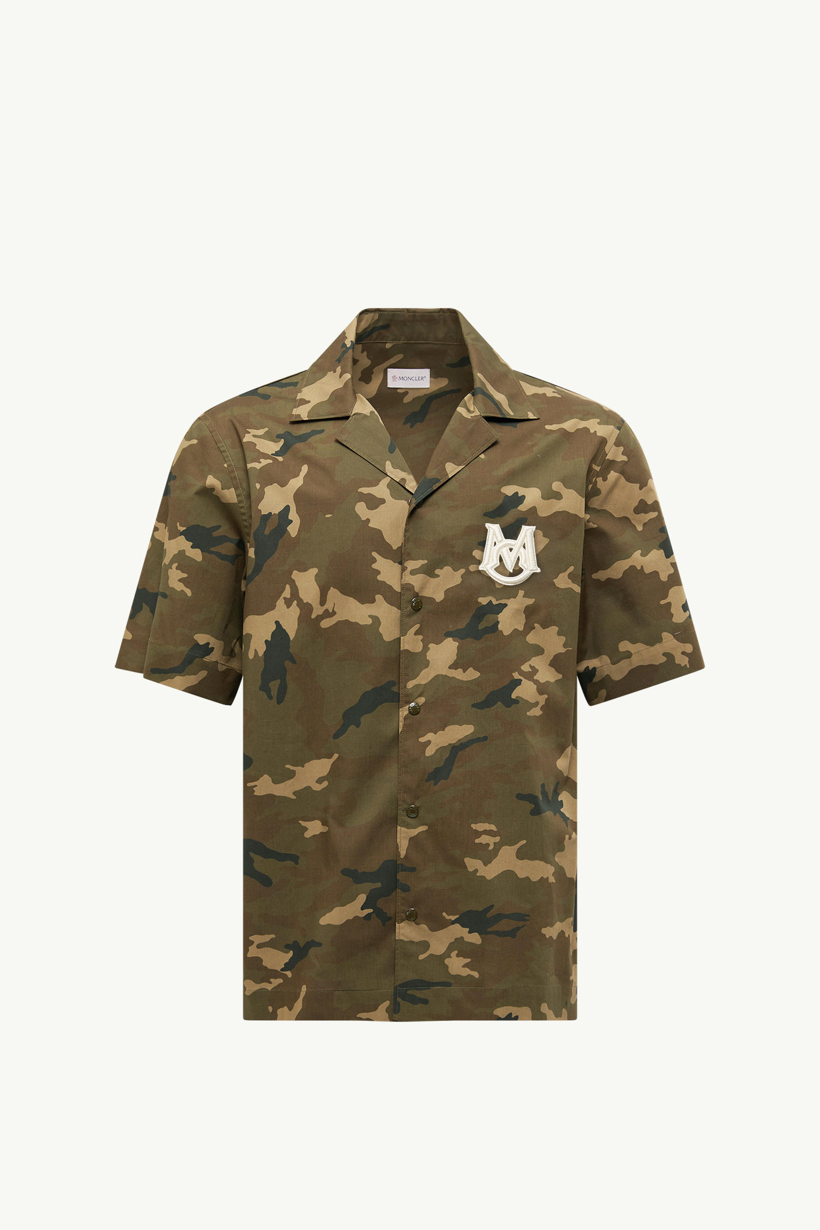 Printed Cotton Short Sleeve Shirt Men Green & Brown Moncler 2