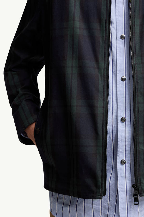 Checked Cotton Gabardine Long Sleeve Shirt Men Black Moncler 5