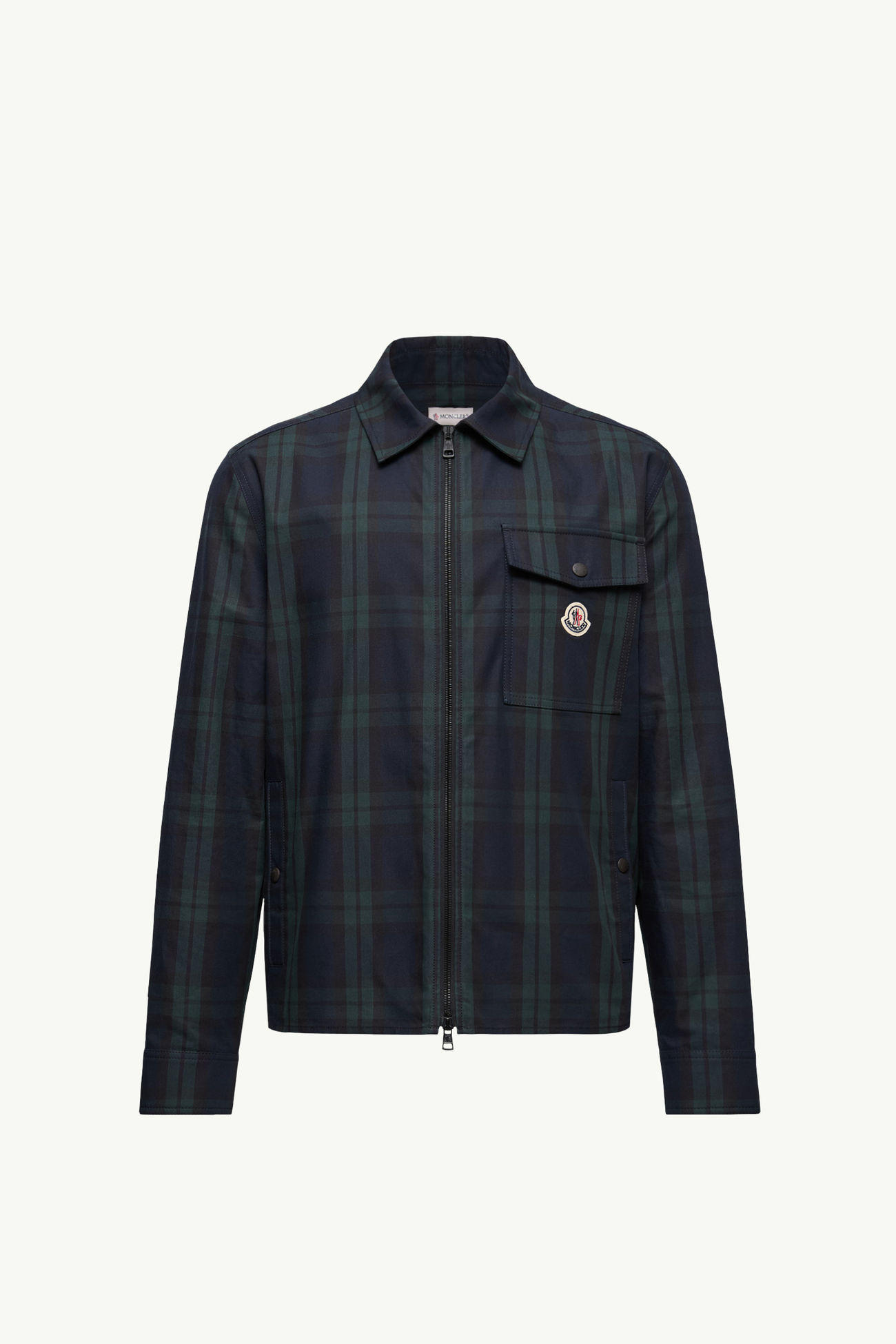 체크 코튼 개버딘 집업 셔츠 재킷 남성 블랙 Moncler 2