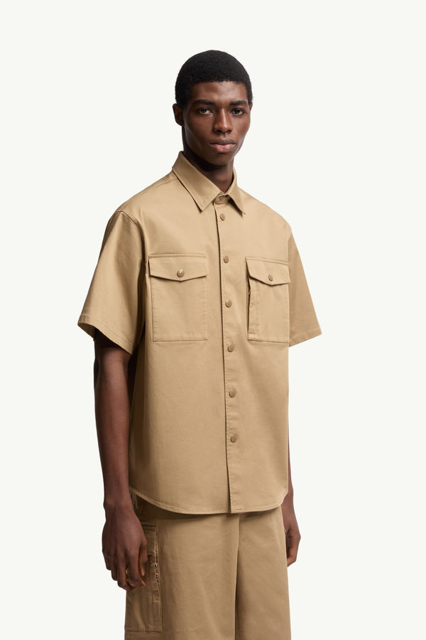 Kurzärmeliges Hemd aus Baumwoll-Gabardine Herren Beige Moncler 3