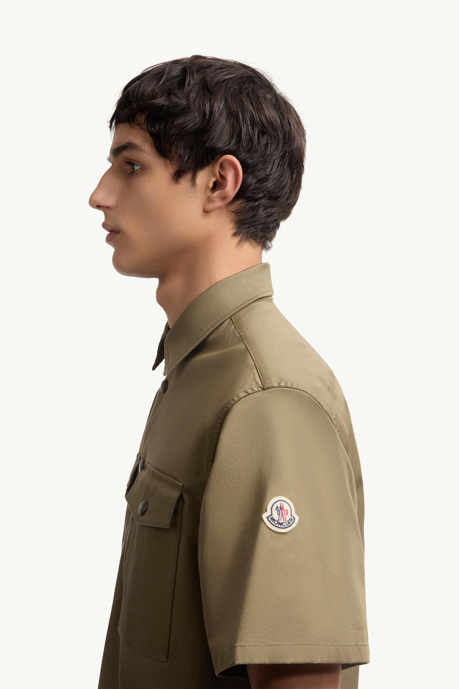 Cotton Gabardine Short Sleeve Shirt Men Olive Green Moncler 1