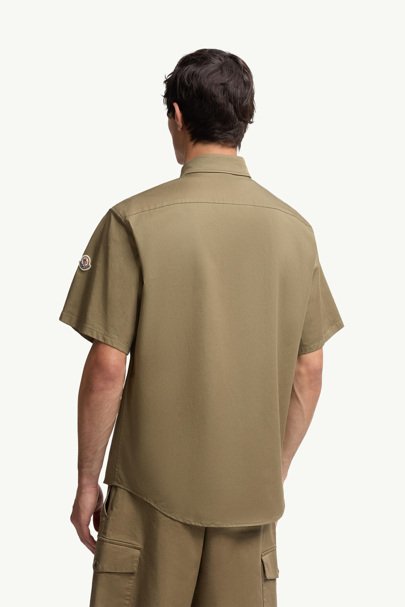 Chemise à manches courtes en gabardine de coton Hommes Vert Olive Moncler 4