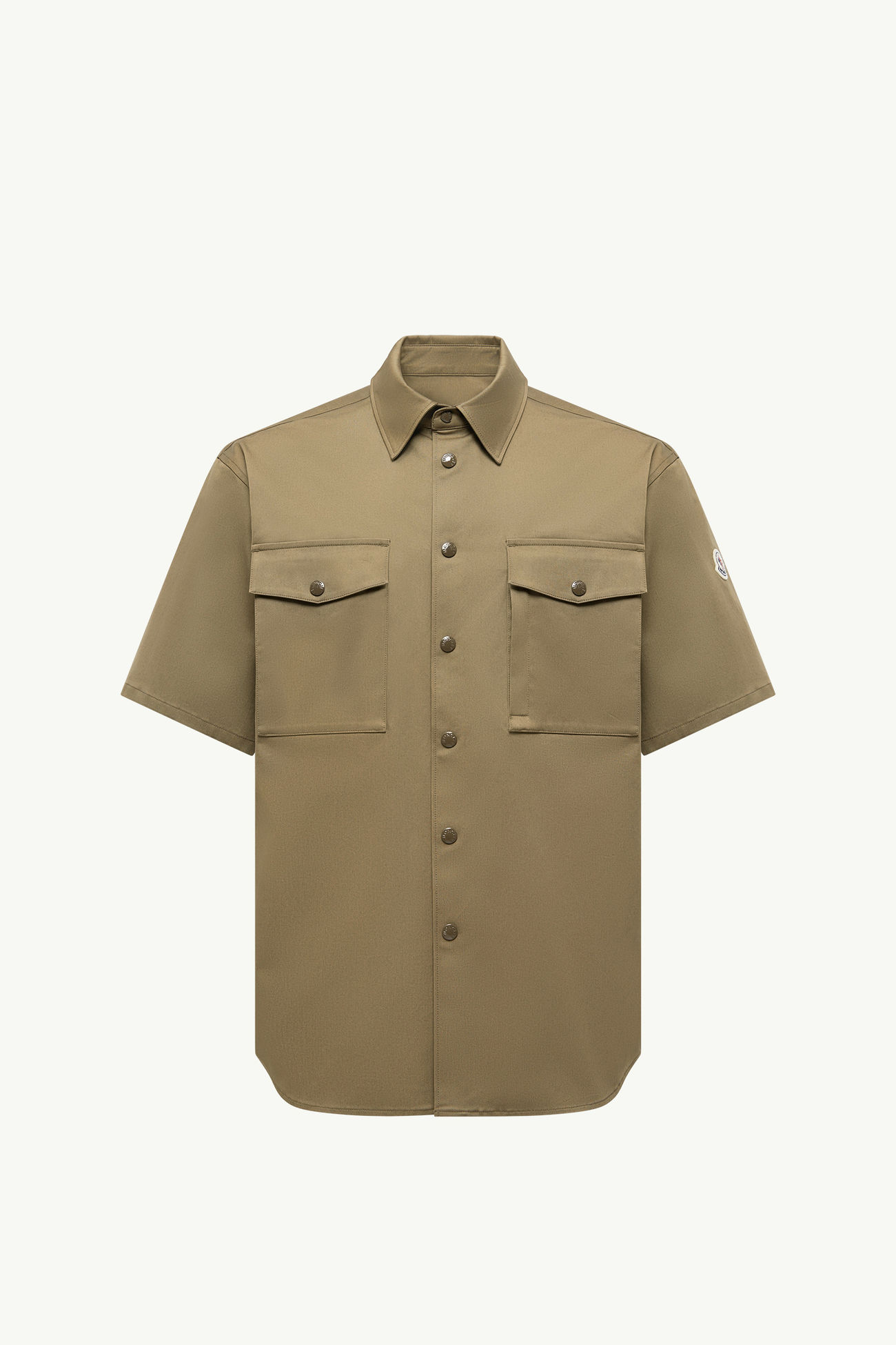 Camisa de manga corta de gabardina de algodón Hombre Verde Oliva Moncler 2