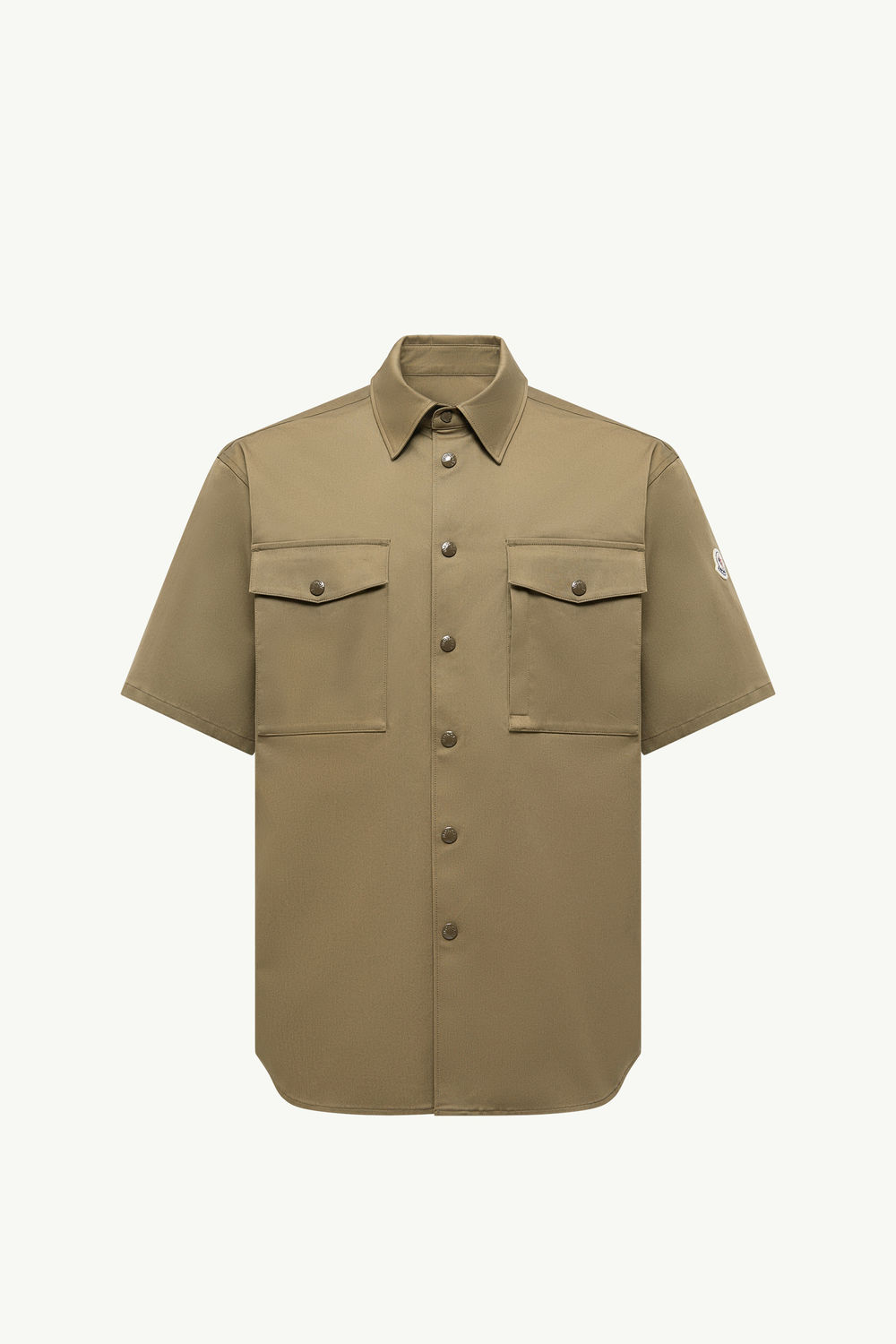 Cotton Gabardine Short Sleeve Shirt Men Olive Green Moncler 2