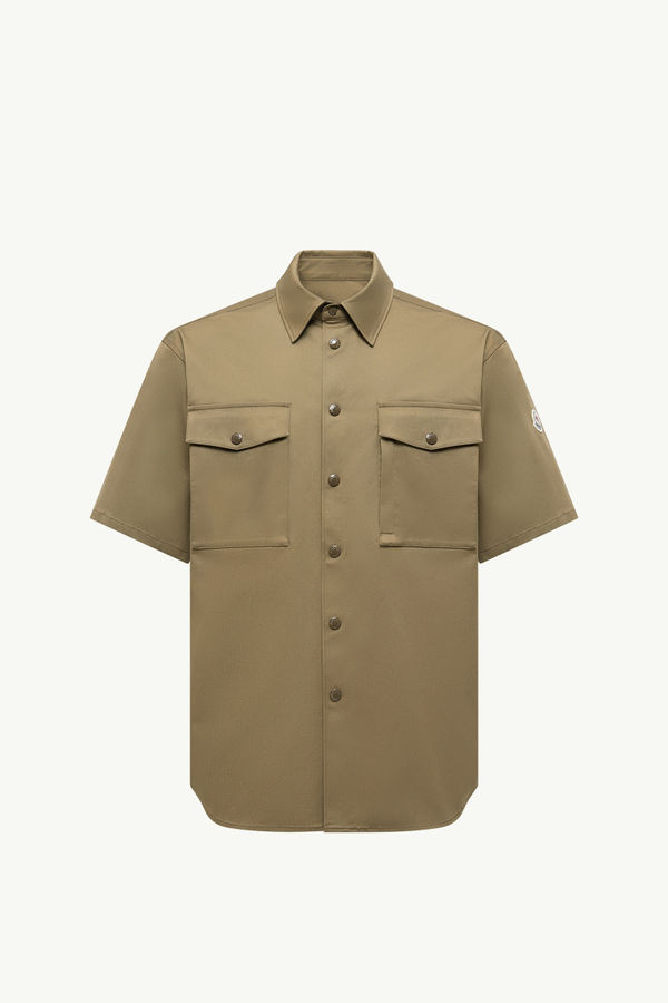 Kurzärmeliges Hemd aus Baumwoll-Gabardine Herren Olivgrün Moncler 2