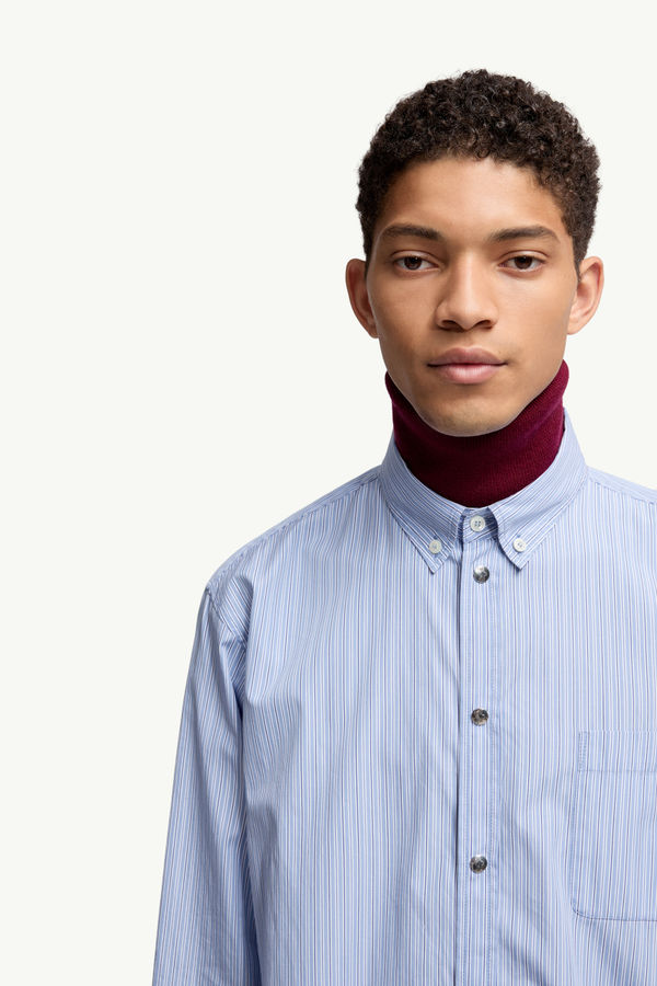 Chemise à manches longues en coton Oxford rayé Hommes Bleu clair Moncler 5