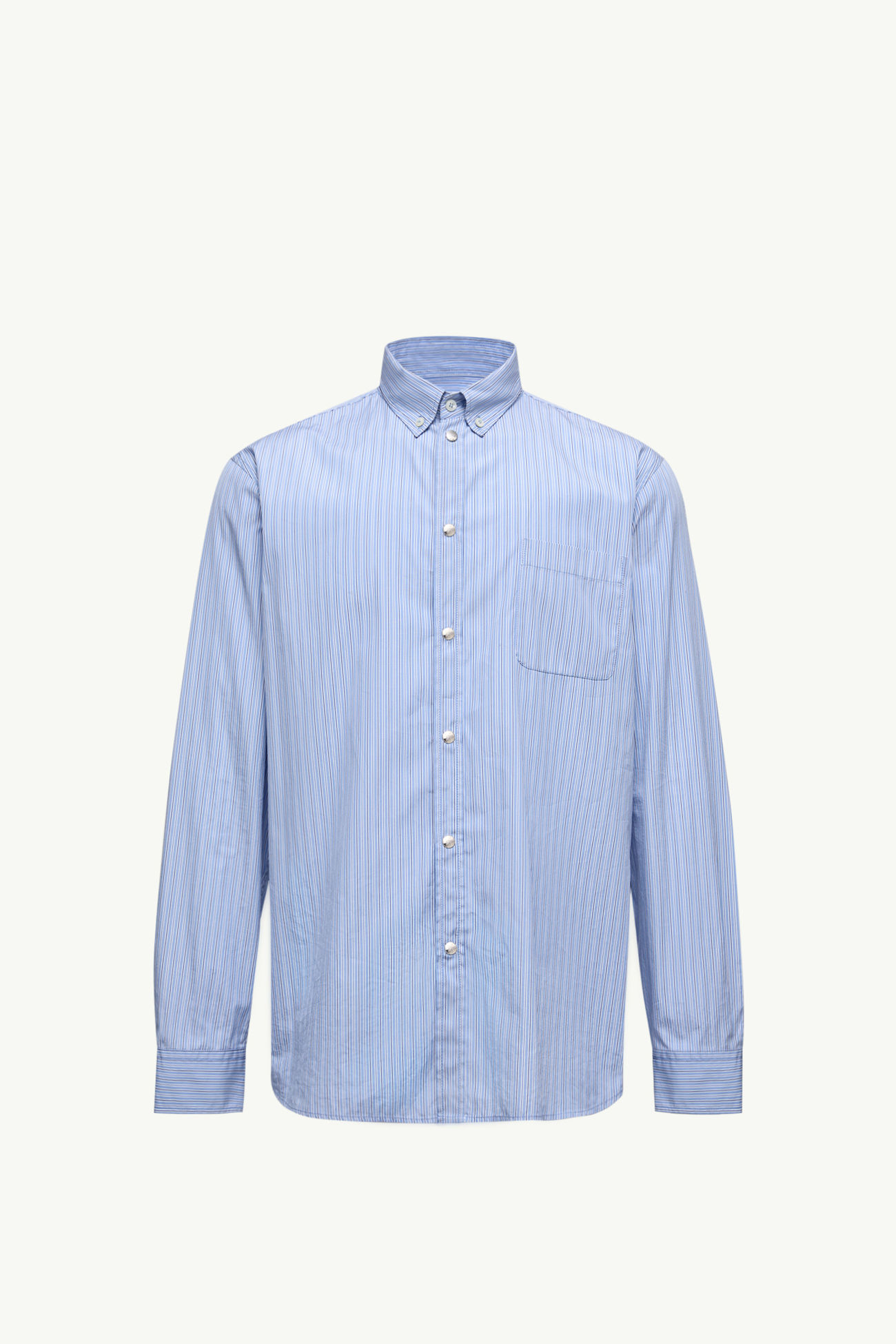 Striped Oxford Cotton Long Sleeve Shirt Men Light Blue Moncler 2