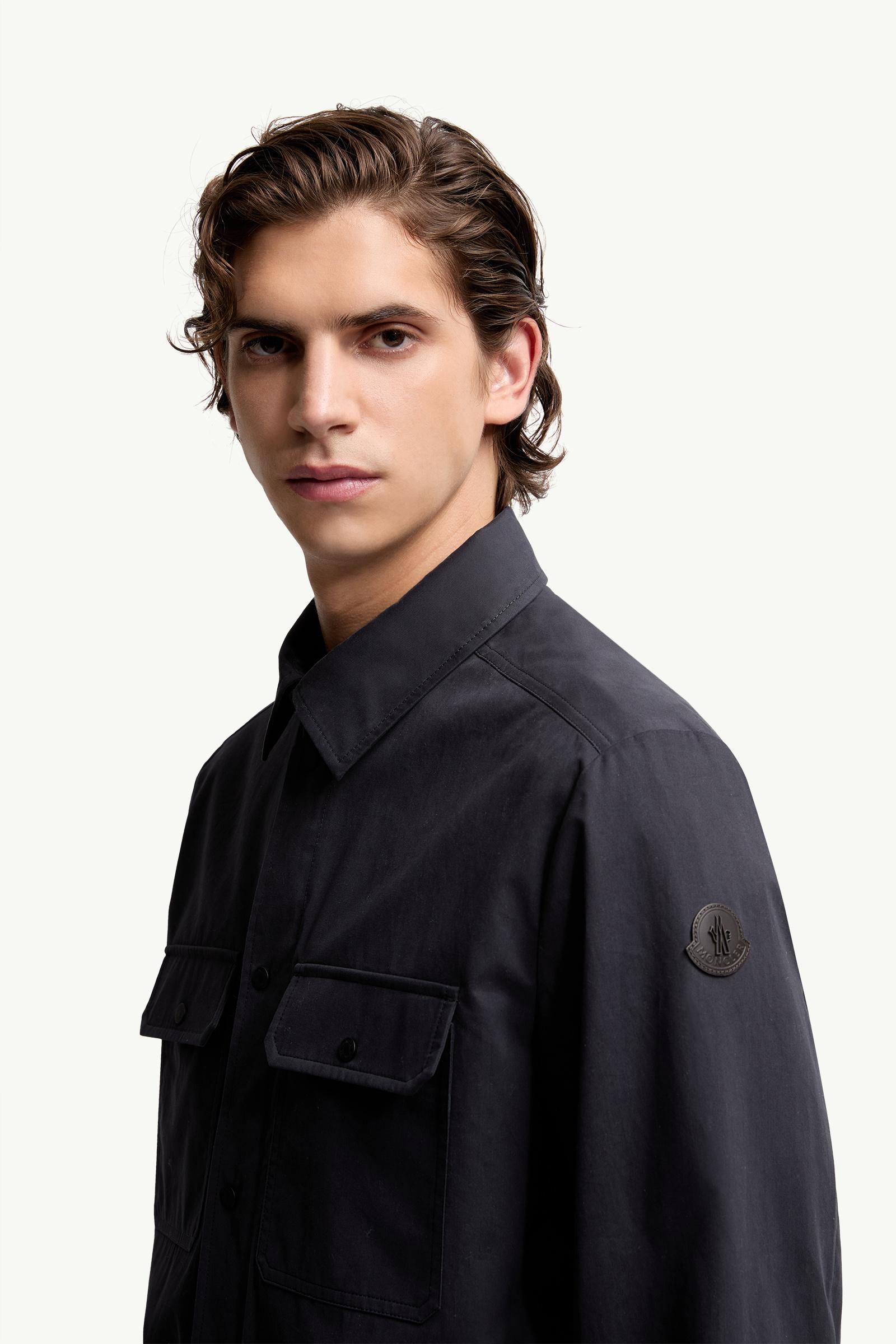 Cotton Gabardine Long Sleeve Shirt Men Navy Blue Moncler 1