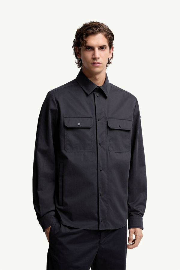 Cotton Gabardine Long Sleeve Shirt Men Navy Blue Moncler 3