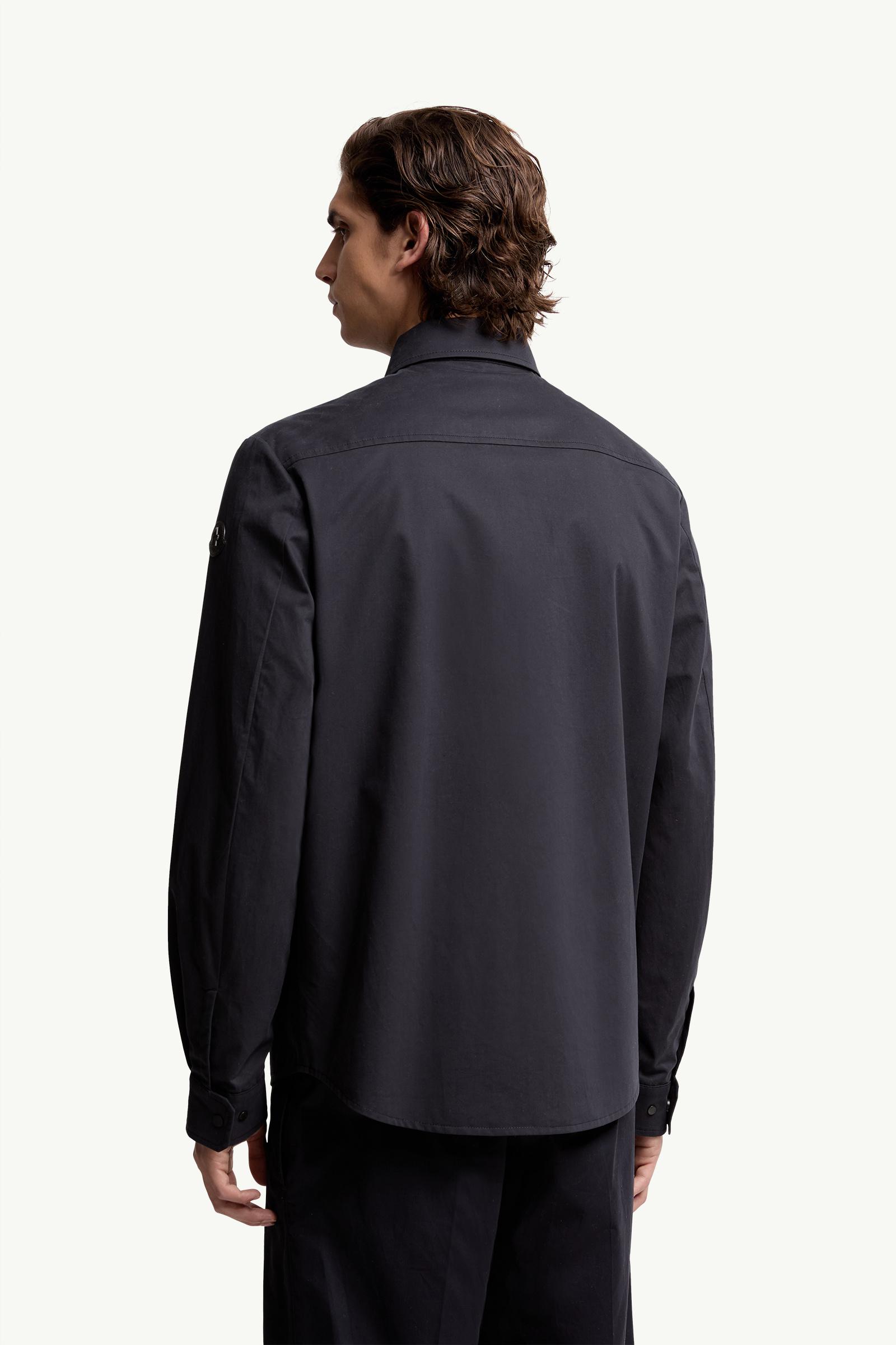 Navy Blue Cotton Gabardine Long Sleeve Shirt - Shirts for Men