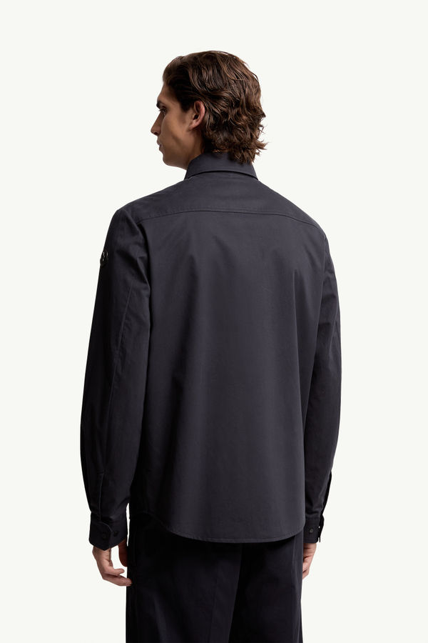 Chemise à manches longues en gabardine de coton Hommes Bleu marine Moncler 4