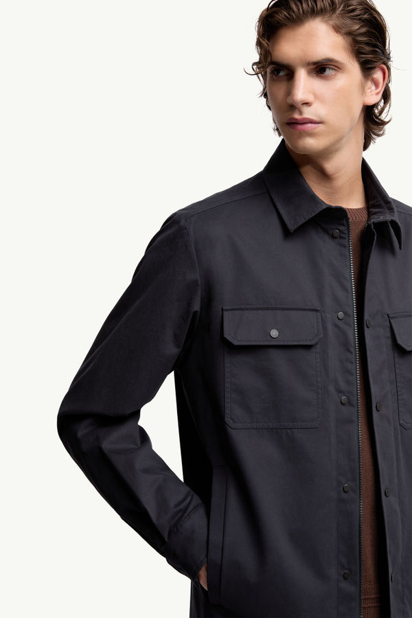 Cotton Gabardine Long Sleeve Shirt Men Navy Blue Moncler 5