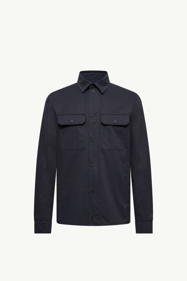 Cotton Gabardine Long Sleeve Shirt Men Navy Blue Moncler 2