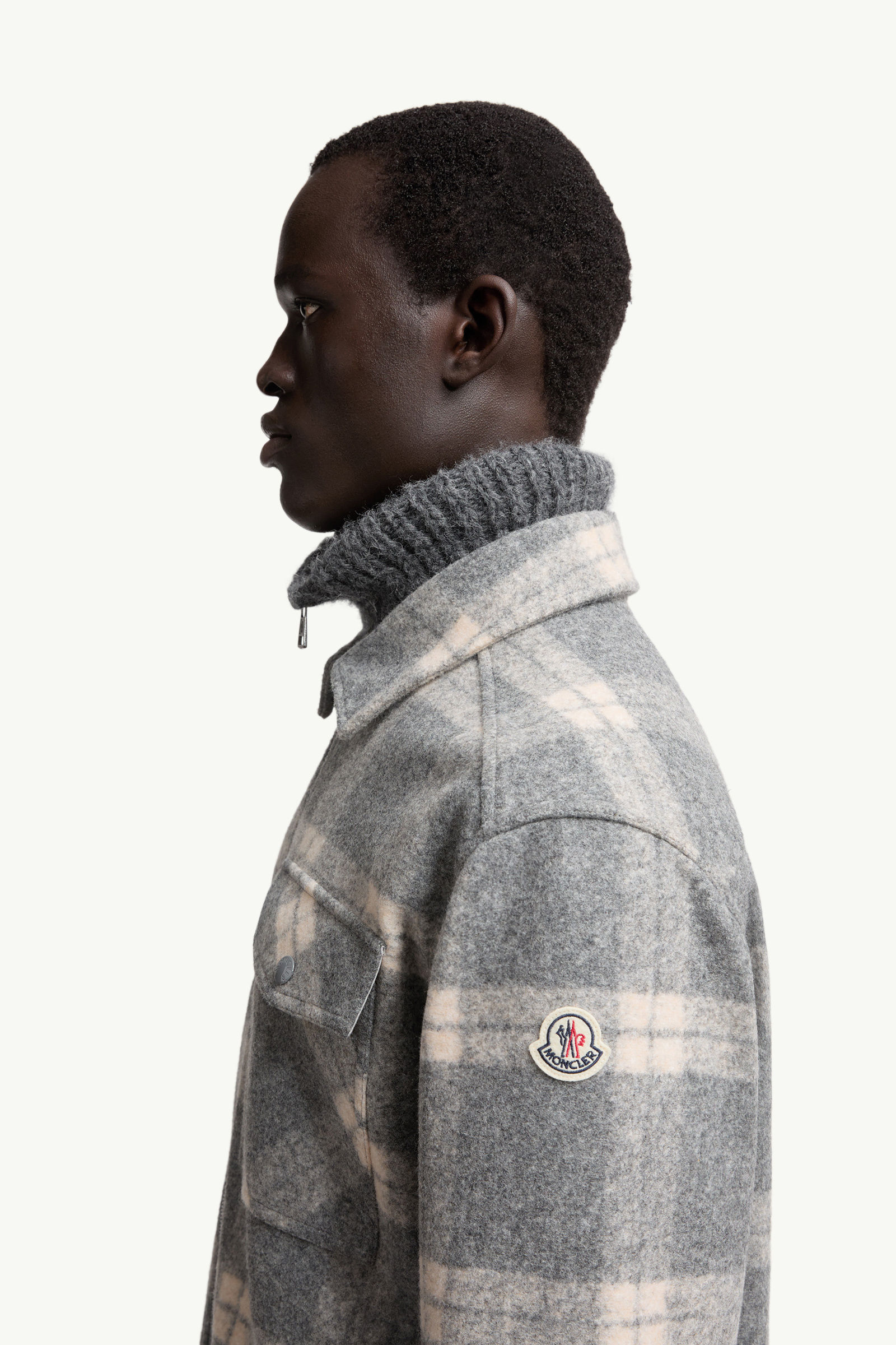 Long Sleeve Tartan Shirt Men White & Gray Moncler 1