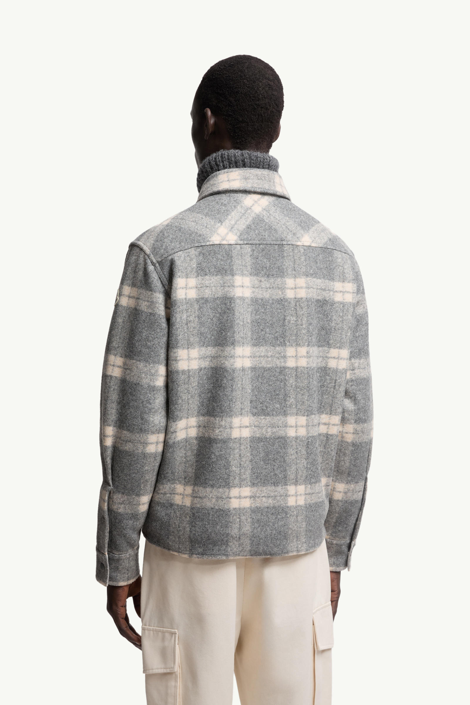 Long Sleeve Tartan Shirt Men White & Gray Moncler 4