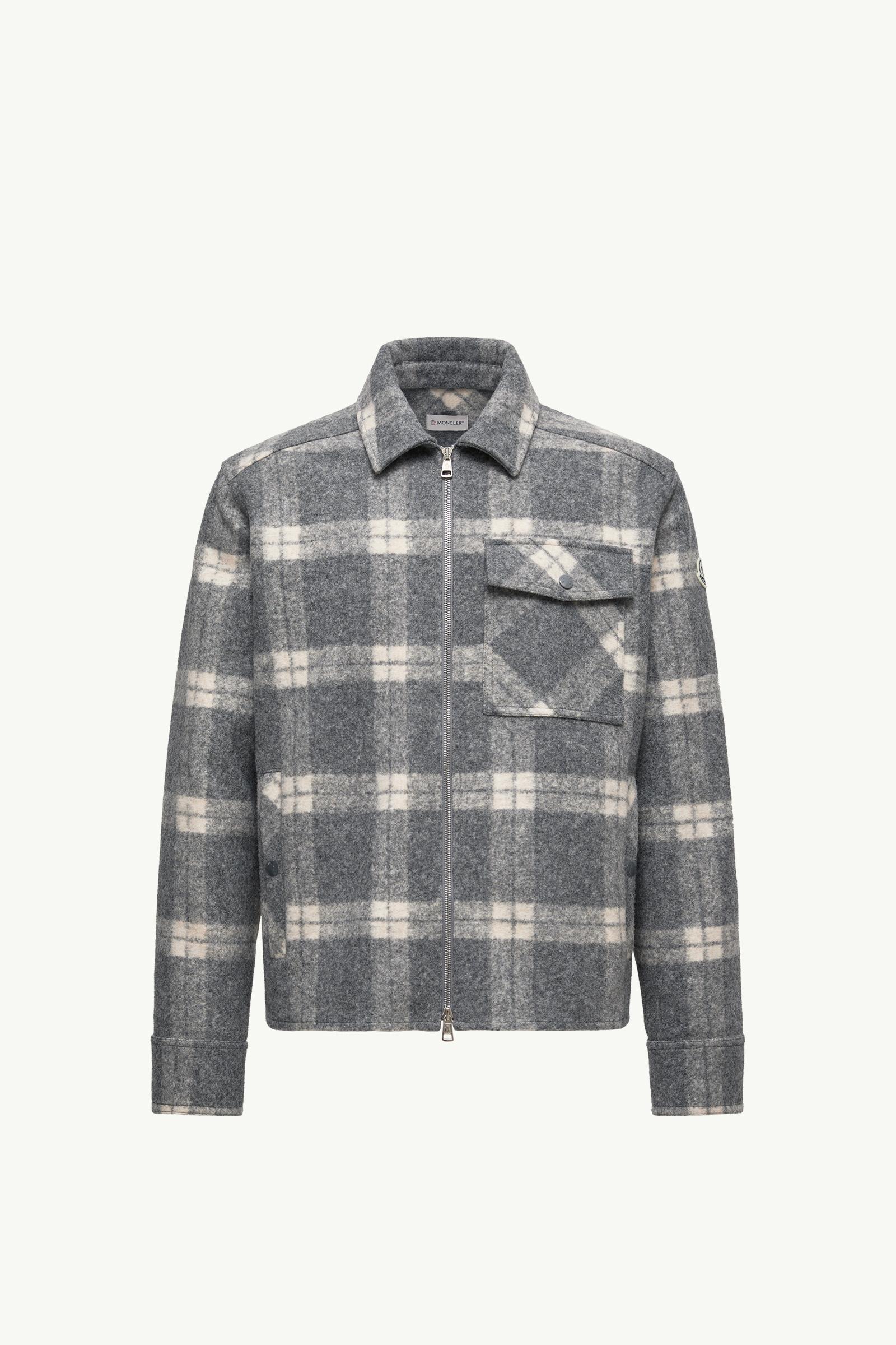 White & Grey Tartan Zip-Up Shirt Jacket - Shirts for Men | Moncler US