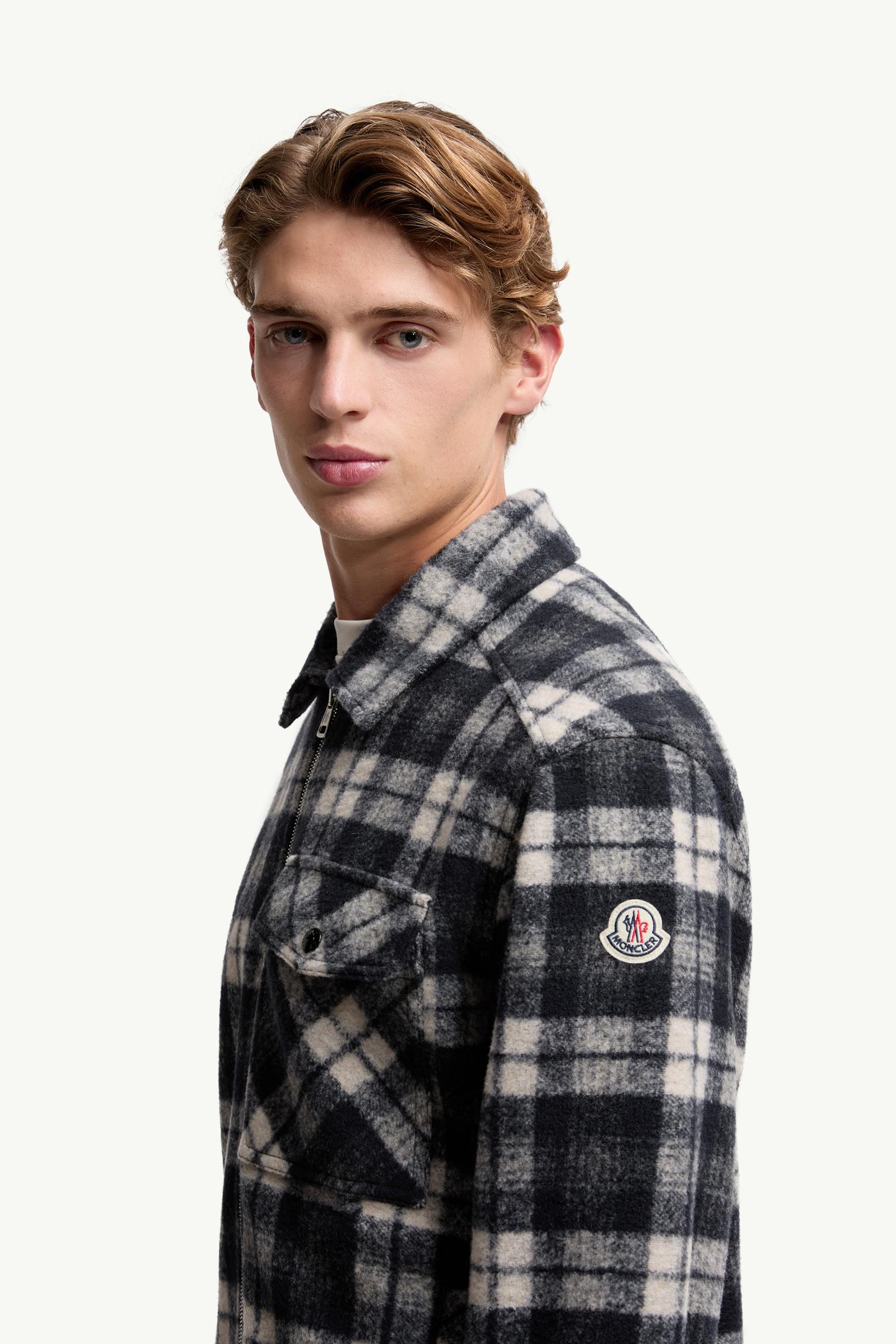 Long Sleeve Tartan Shirt Men White & Blue Moncler 1